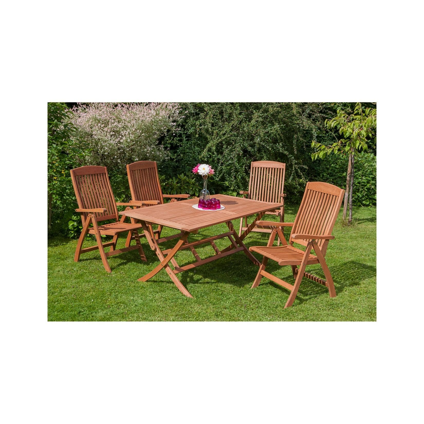 Merxx Maracaibo Gartenmöbelset 5-tlg. Klapptisch mit Klappsessel