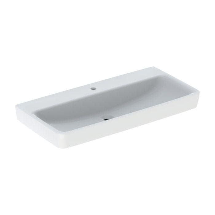 Geberit Renova Plan Waschtisch 100x48 cm, Hahnloch mittig, ohne Überlauf, weiß KeraTect