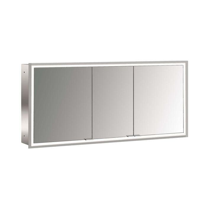Emco prime Unterputz-Lichtspiegelschrank 3-türig Aluminium/Weiß