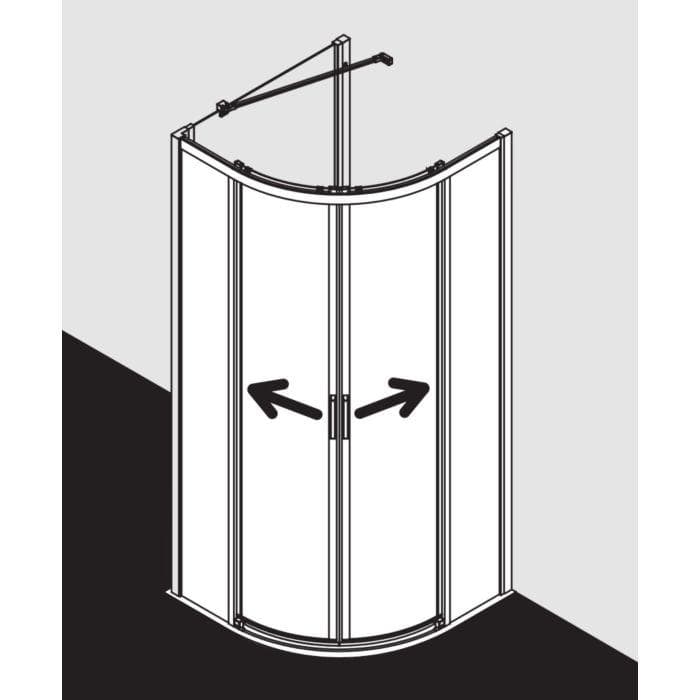 Kermi Liga Viertelkreis-Duschkabine Silber Hochglanz ESG Clean