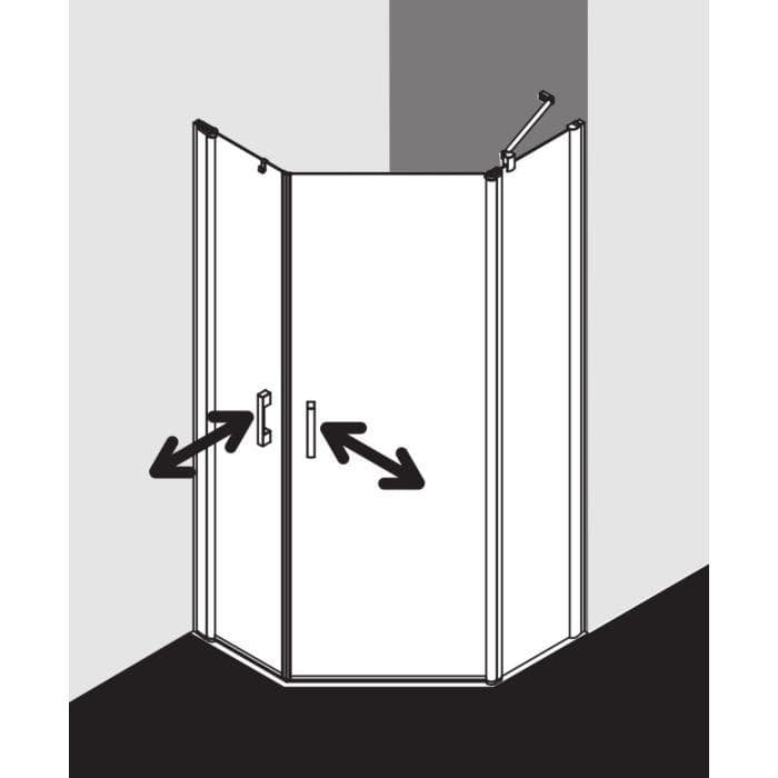 Kermi Pega Fünfeck-Duschkabine 90x90x200cm Silber Hochglanz