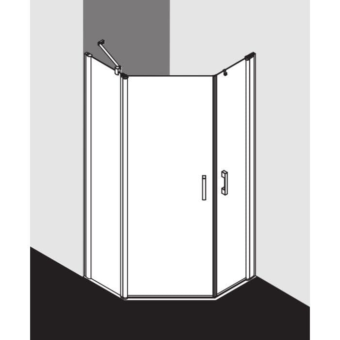 Kermi Pega Fünfeck-Duschkabine Silber Hochglanz