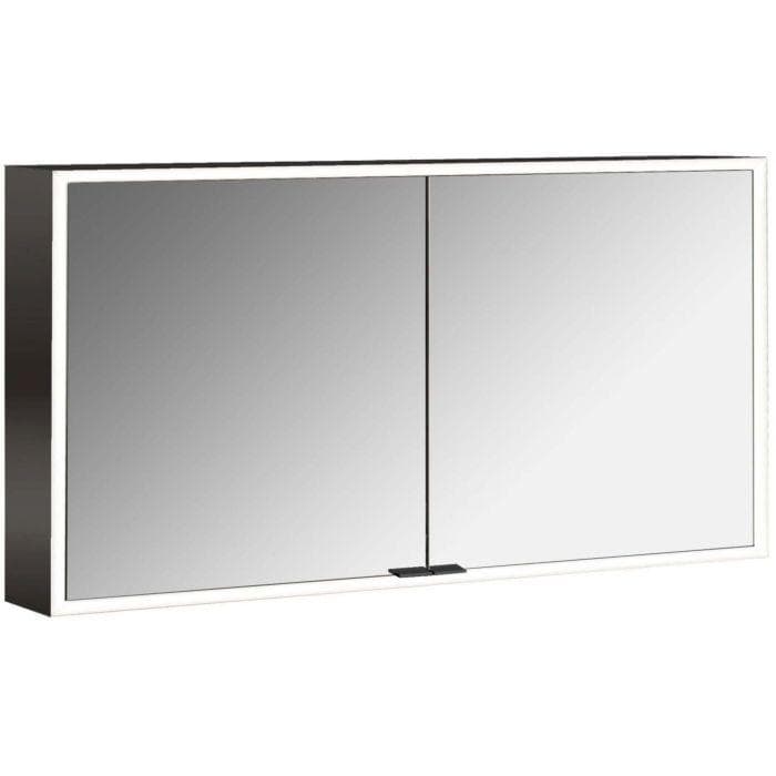 Emco prime Aufputz-Lichtspiegelschwarz 2-türig schwarz/spiegel