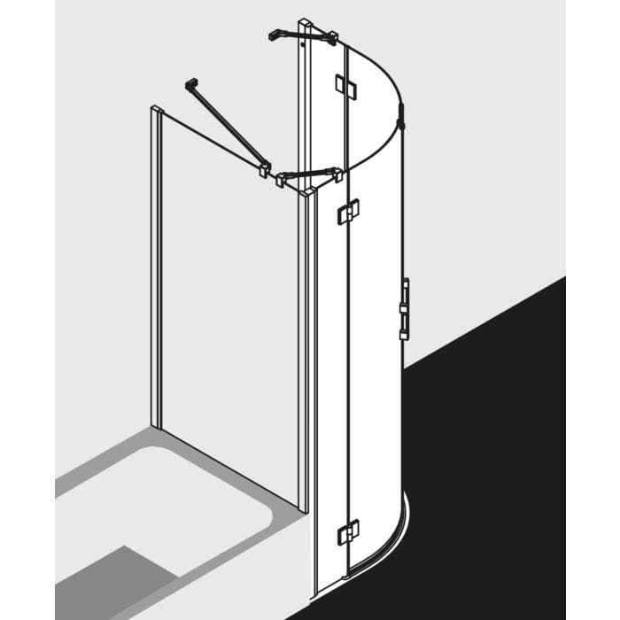 Kermi Liga Viertelkreis-Duschkabine bodenfrei silber/hochglanz mit 2 Festfeldern