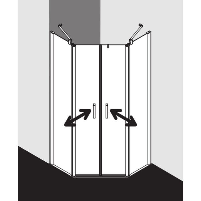 Kermi Pega Fünfeck-Duschkabine 90x90x185cm Silber Hochglanz