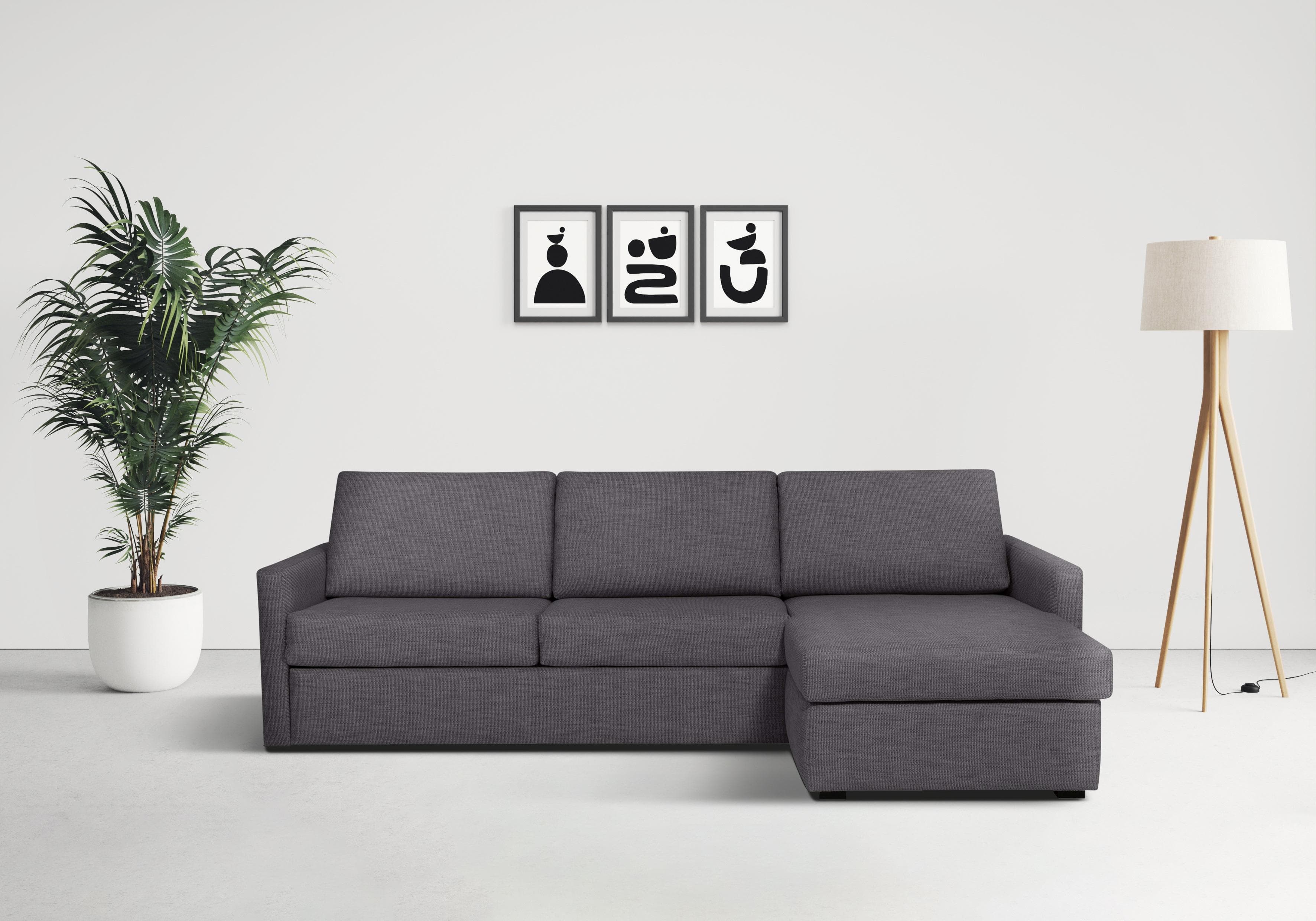 Schlafsofa im Landhausstil, grau, PES und Polypropylene