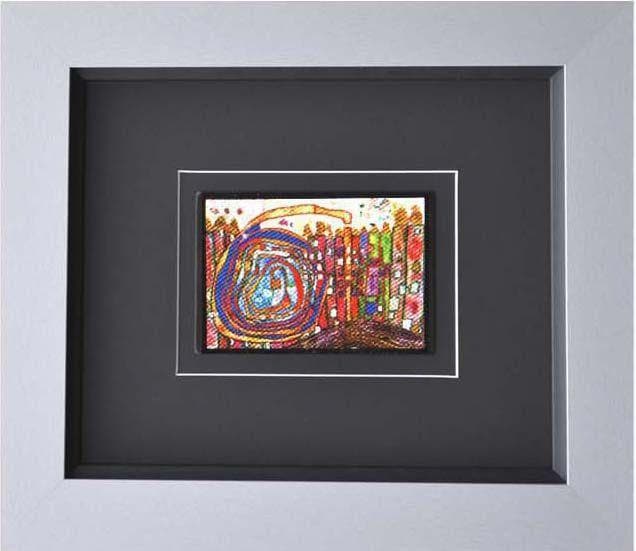 Kunstdruck HUNDERTWASSER Schwarz Bunt Gerahmt
