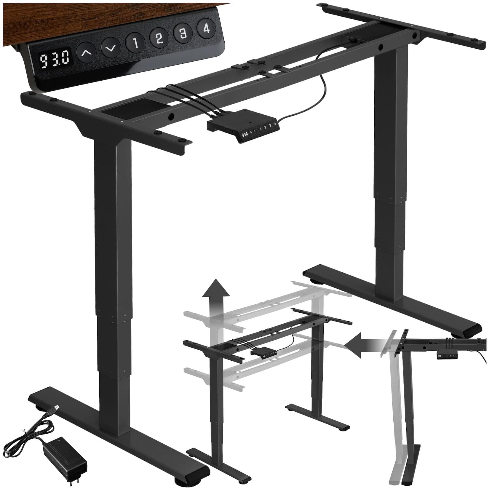 TECTAKE Twain Höhenverstellbarer Schreibtischrahmen - Elektronisch, Modern