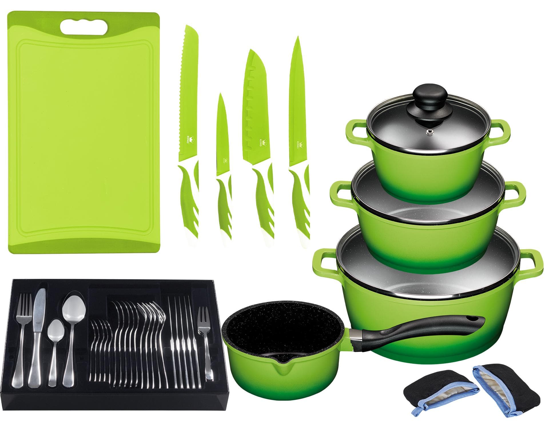 KING Topf-Set »Aluguss« Aluminiumguss, Induktion, Antihaftbeschichtung, Grün