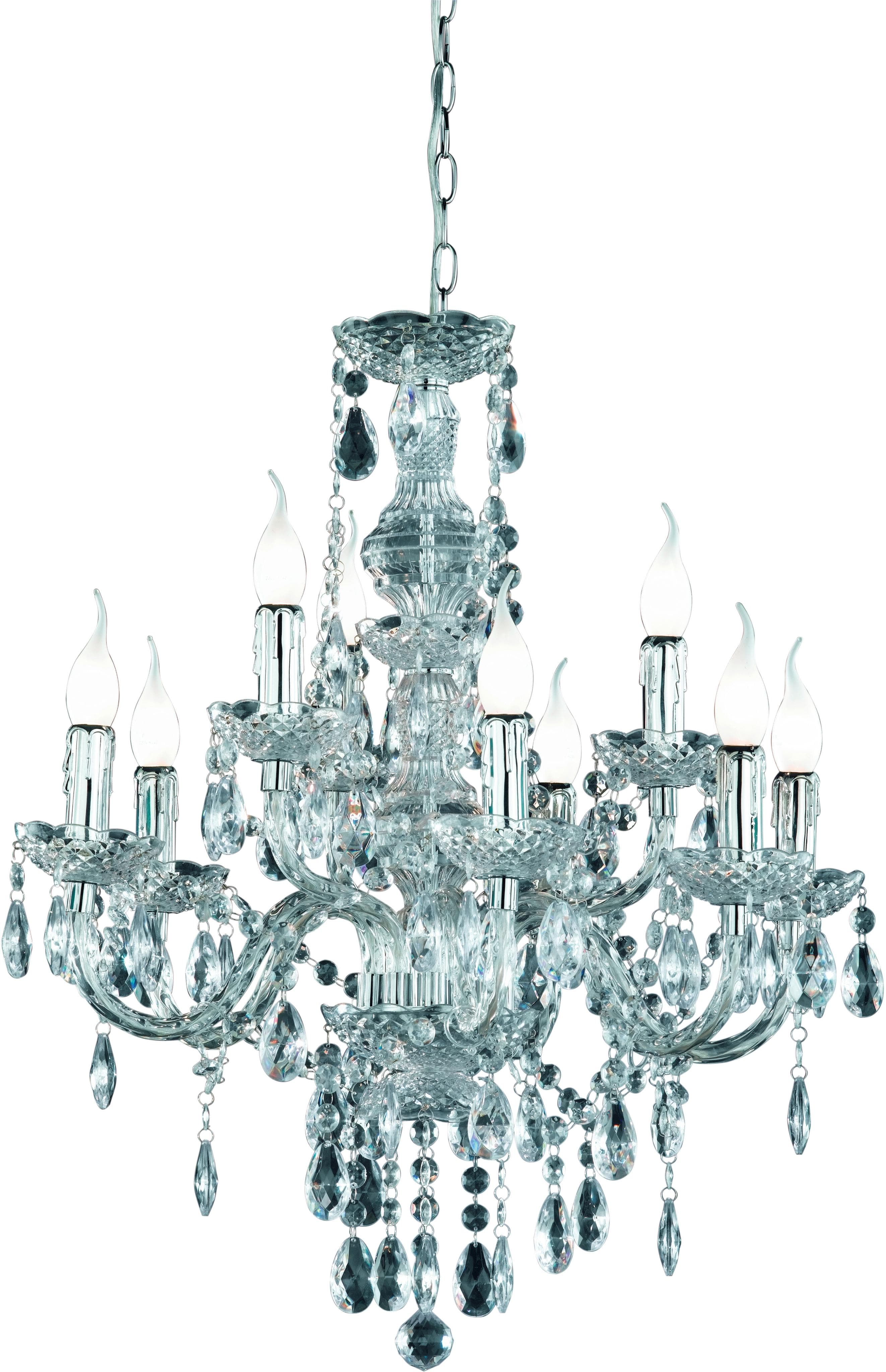 REALITY LEUCHTEN Kronleuchter KRONE 9-flammig Silber/Weiß Acryl