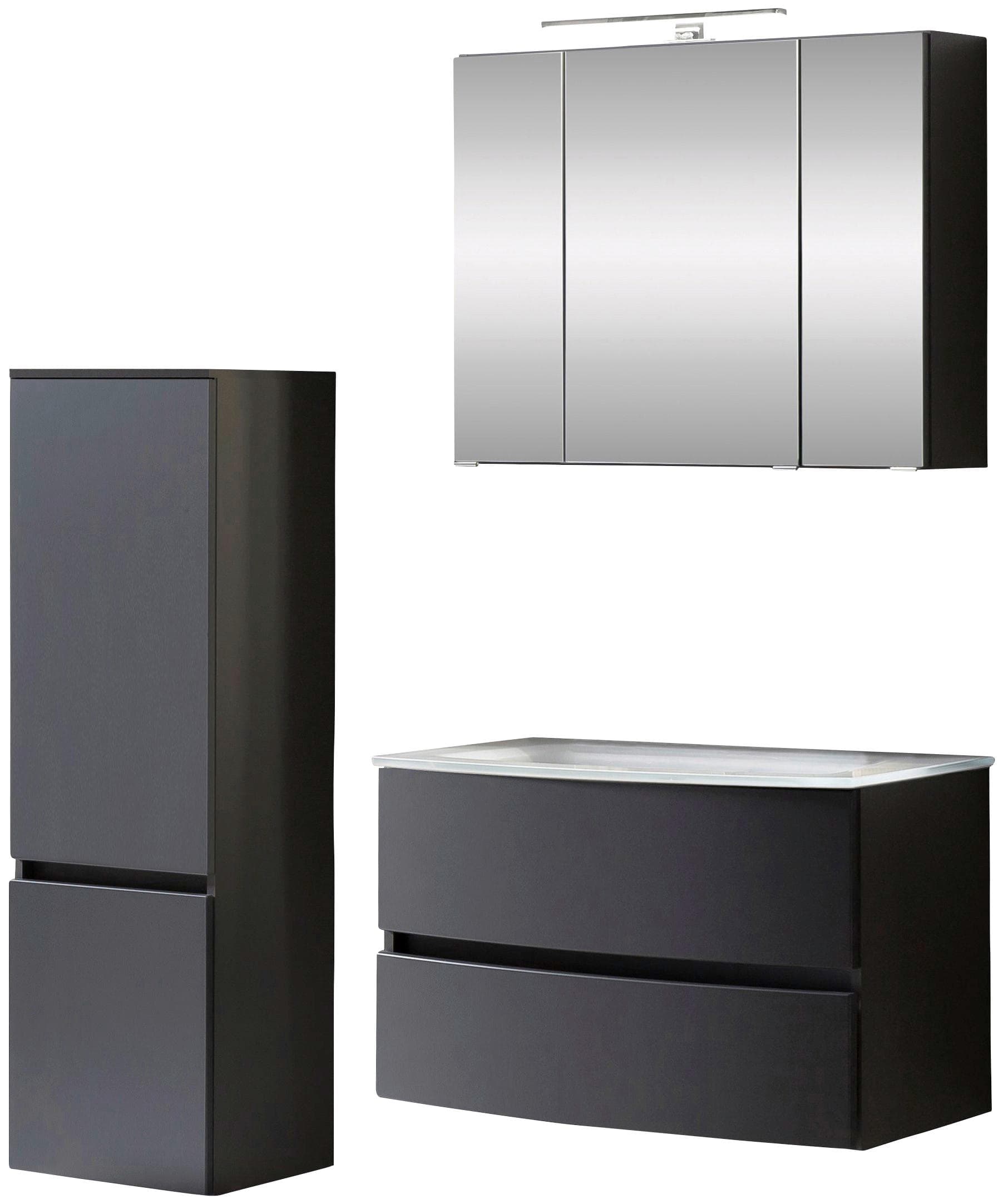 welltime Badezimmer-Set Kaunas, (Set, 3-St), bestehend aus Waschtisch-Set mit Midischrank, Breite 120 cm