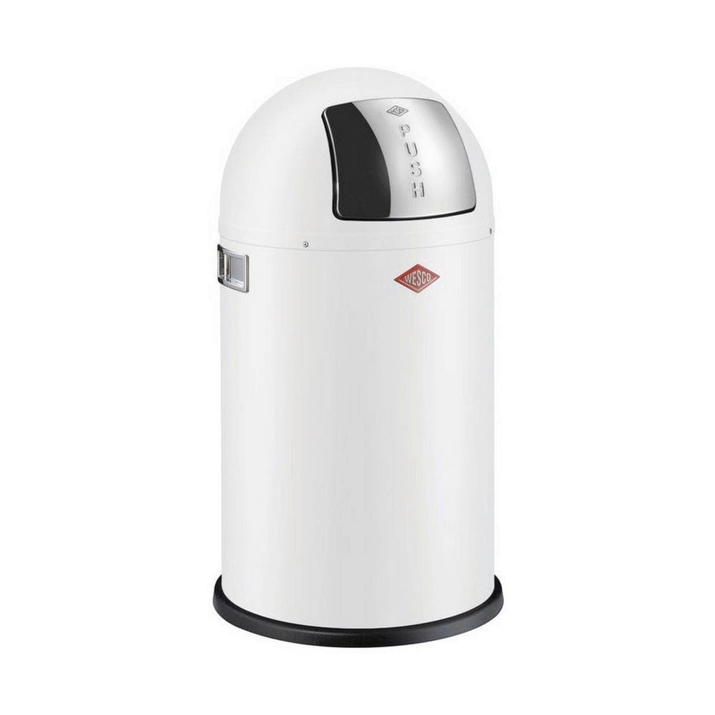 Wesco Mülleimer Pushboy Junior 22 Liter Edelstahl Klappe Weiß