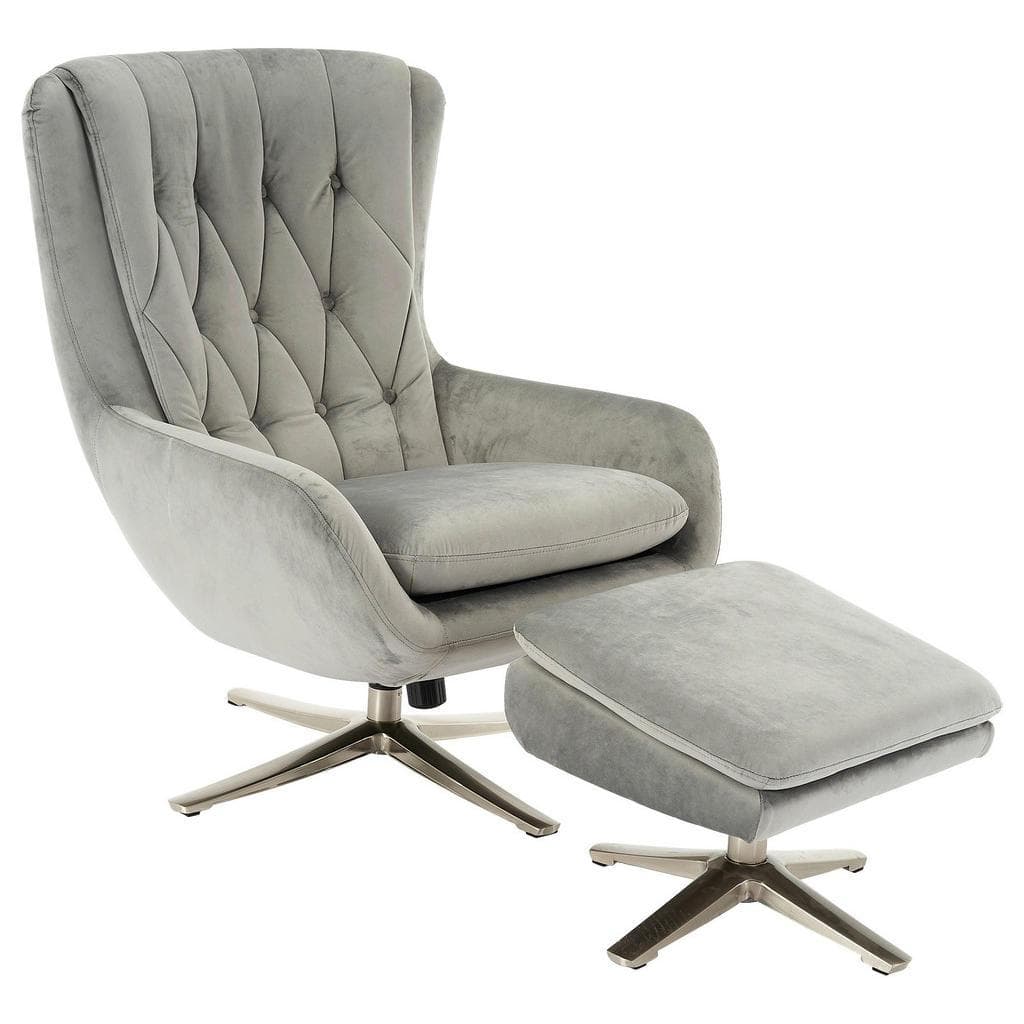 Carryhome Relaxsesselset Hellgrau Relaxsessel mit Hocker