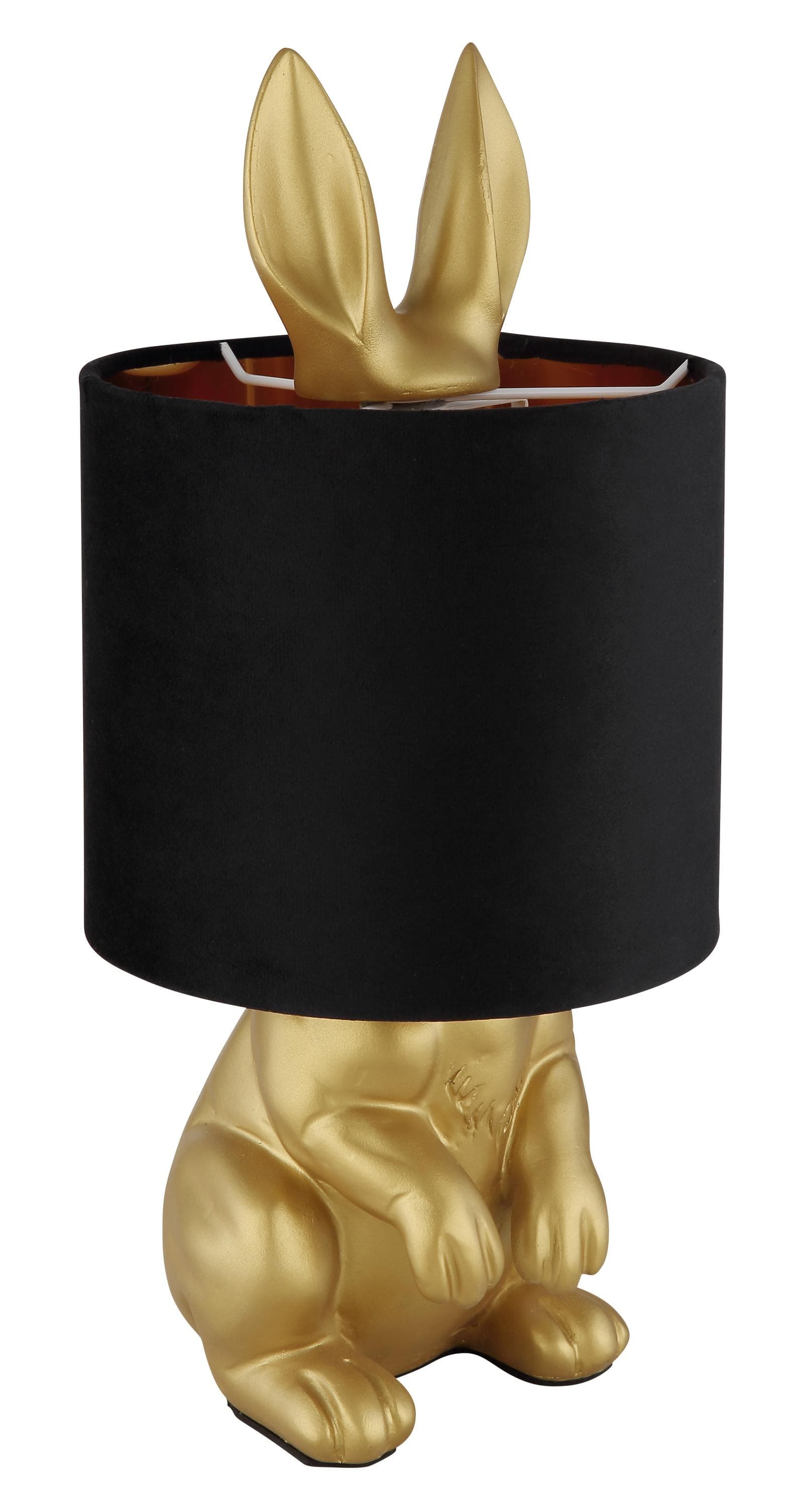 GLOBO LIGHTING Kaninchen-Design Tischleuchte Gold mit Samt-Schirm
