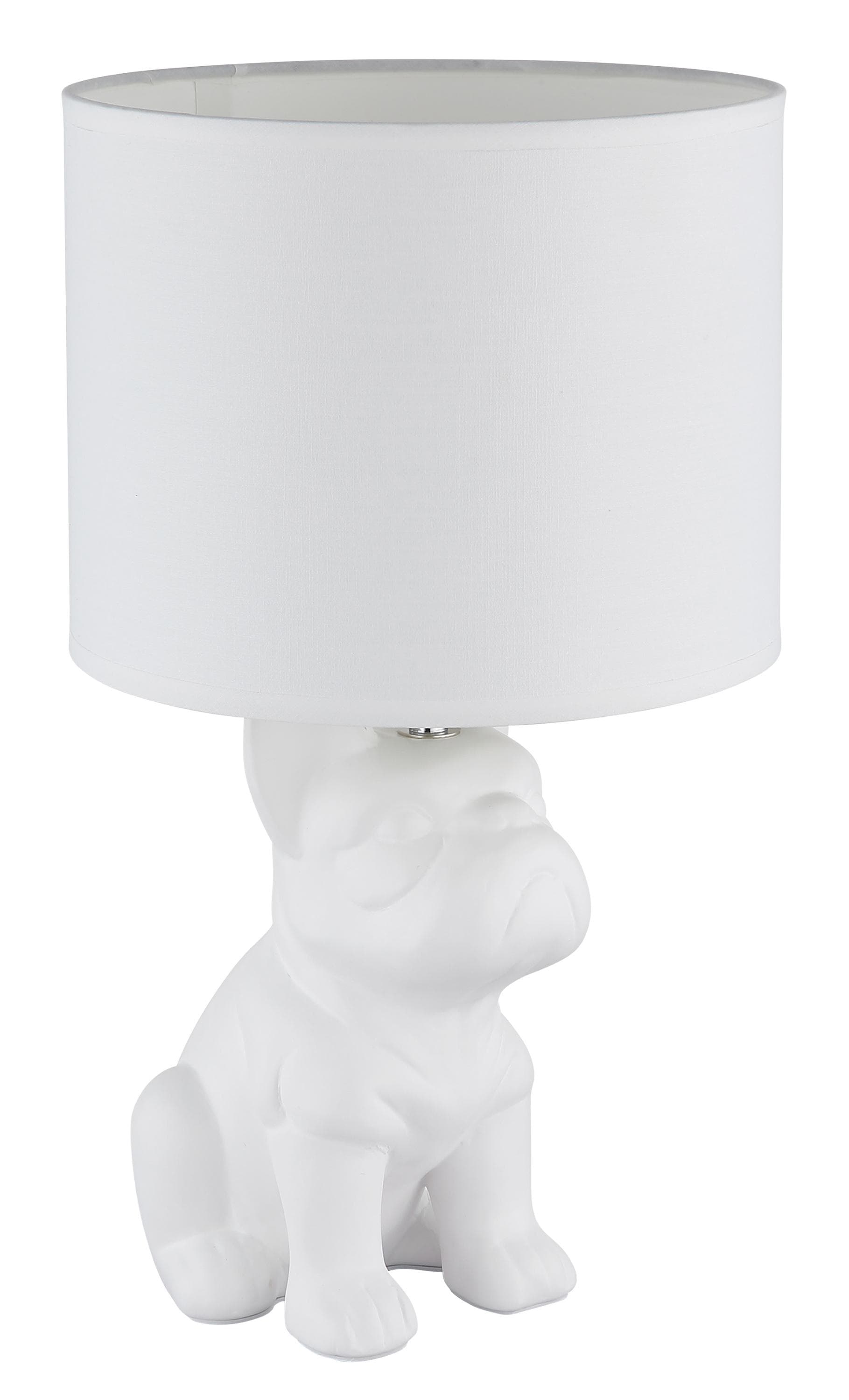 GLOBO LIGHTING Tischleuchte Französische Bulldogge Keramik Weiß