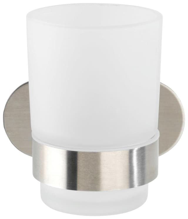 WENKO Orea Zahnputzbecher: Edler Edelstahl & Satiniertes Glas für Modernes Bad