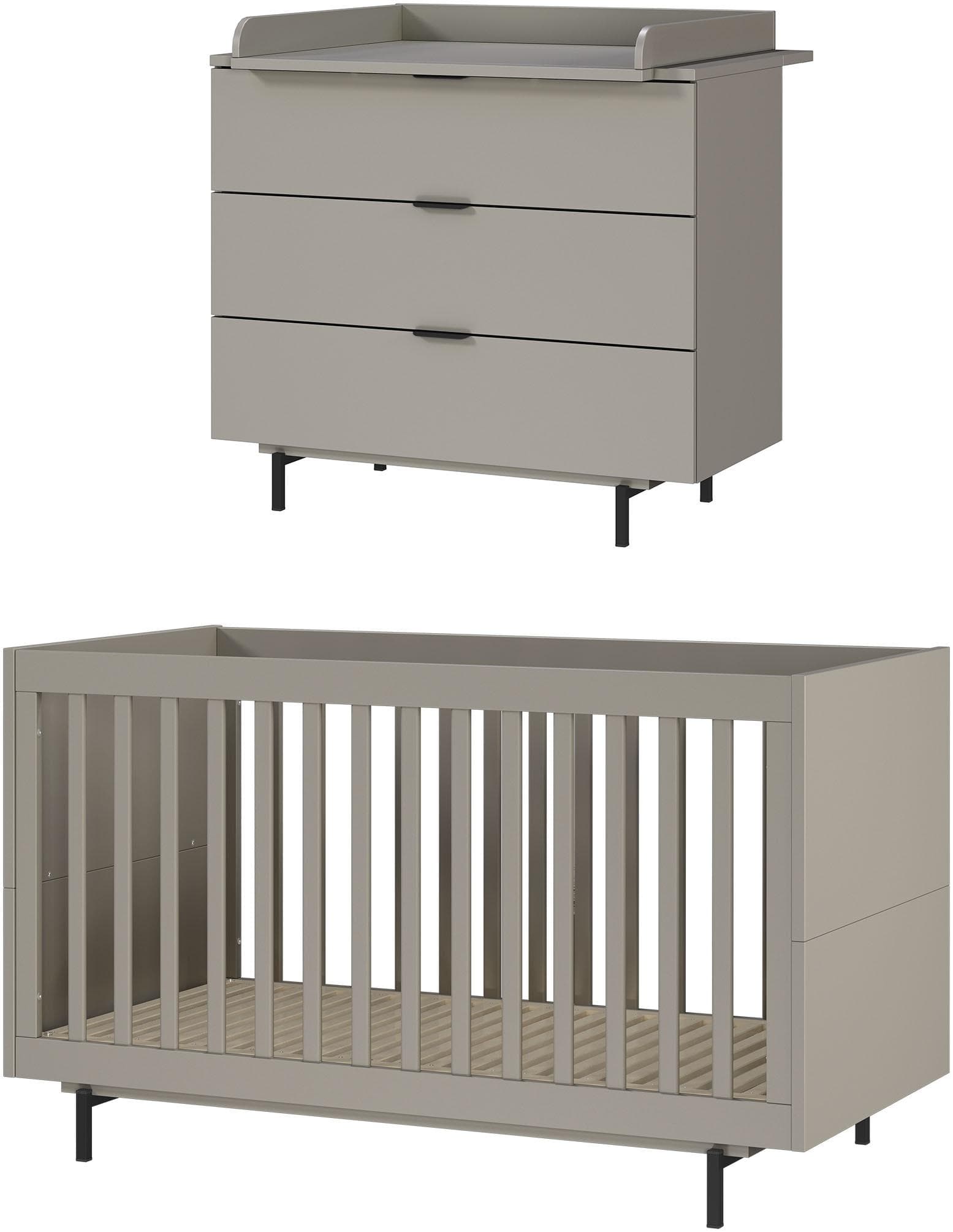 Germania Babymöbel-Set Tomino: Modernes Design, Mitwachsend, Steingrau