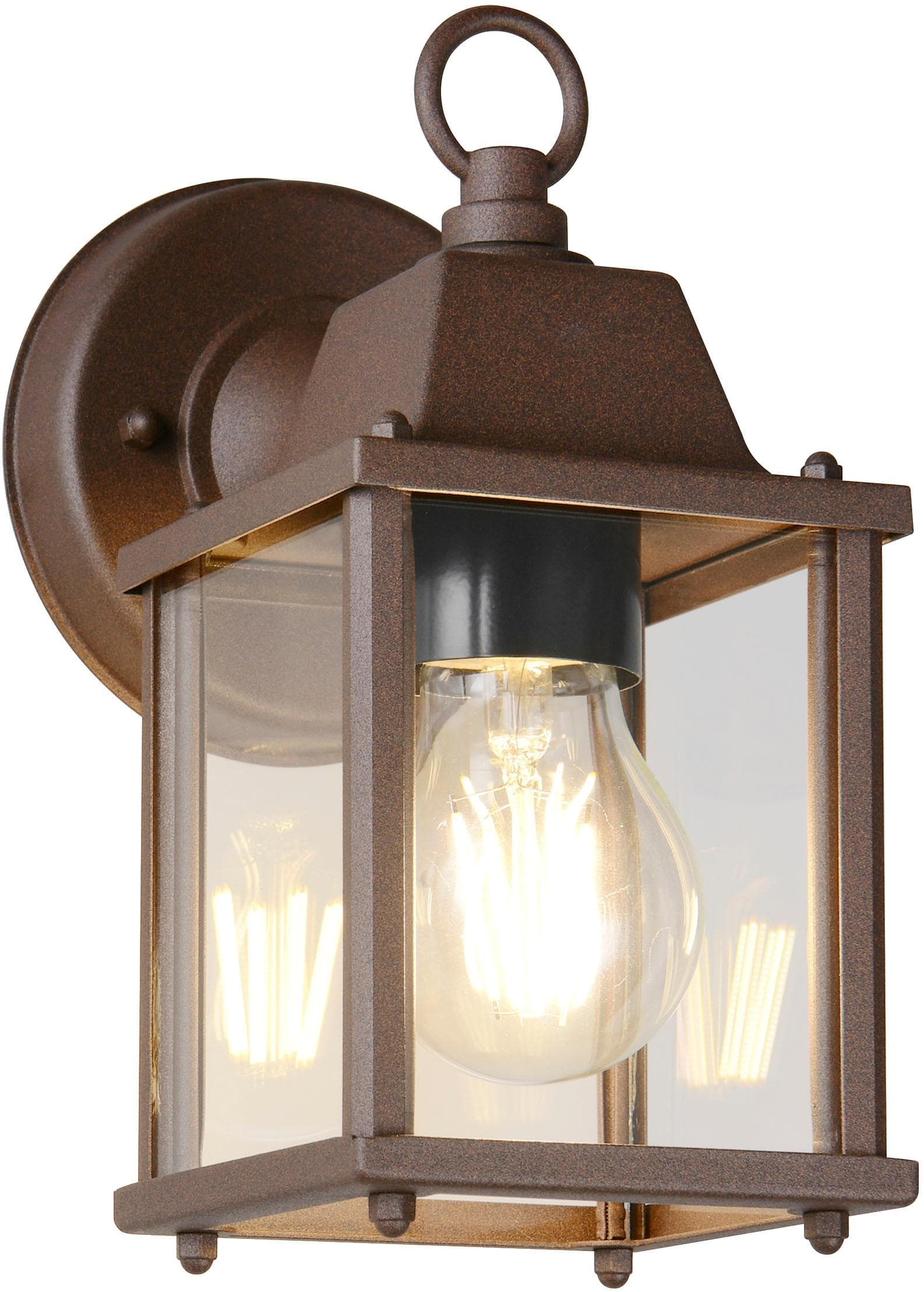 TRIO LEUCHTEN Außen-Wandleuchte MIRANDE Rostfarben Aluminium Glas