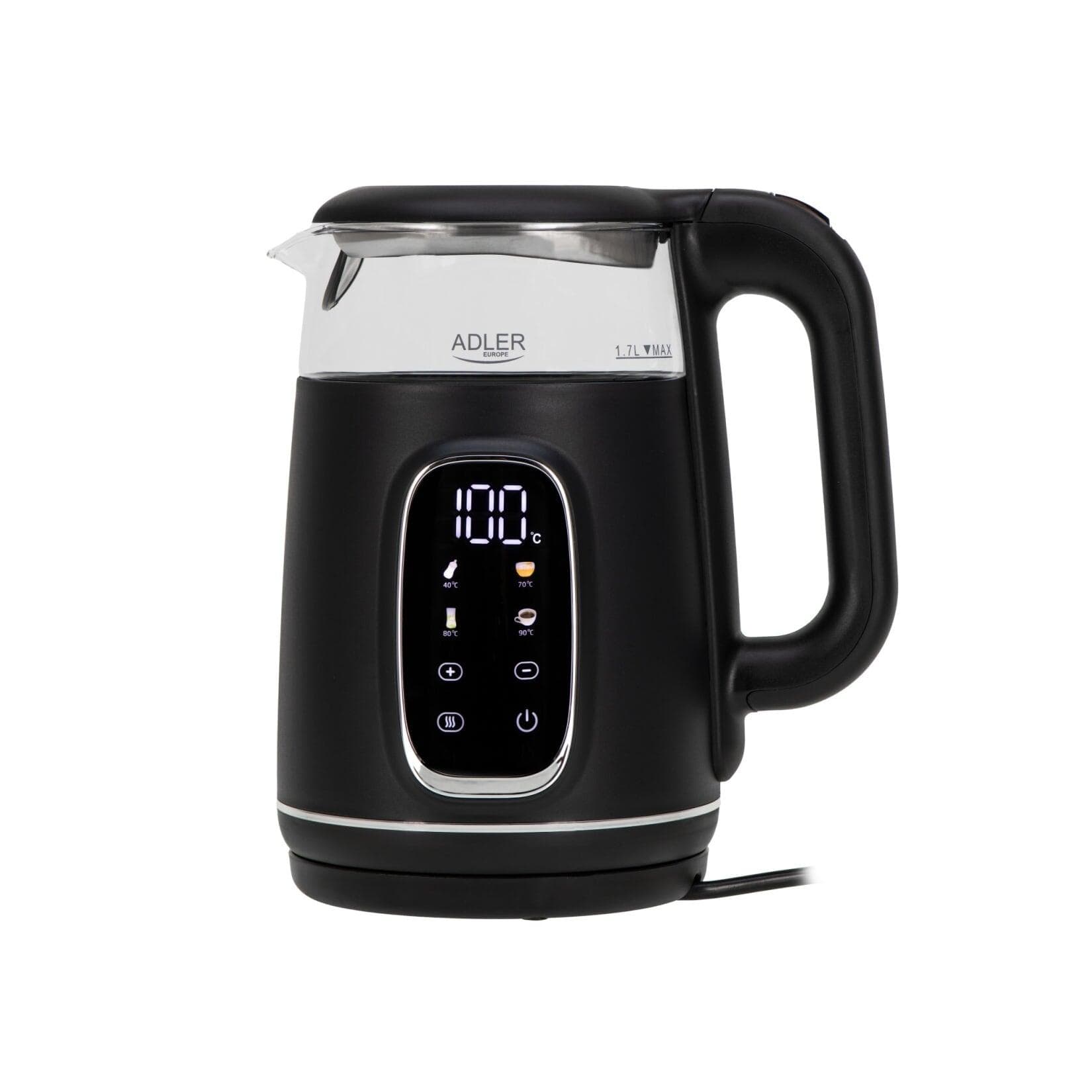 Adler AD 1305 BS Wasserkocher 2200 W 5 Temperaturstufen 360° Sockel