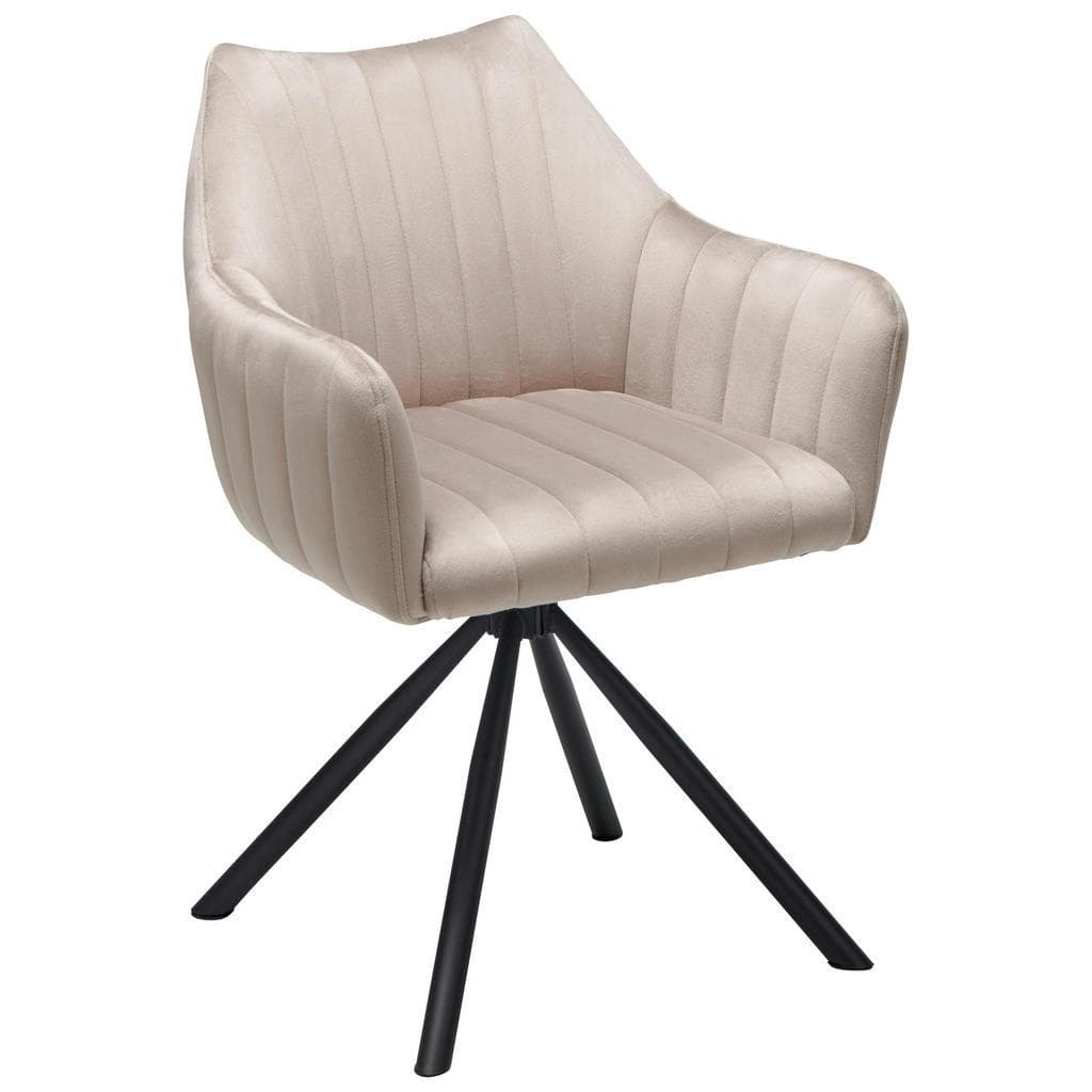 Mid.you Armlehnstuhl Beige, Samt, Esszimmerstuhl