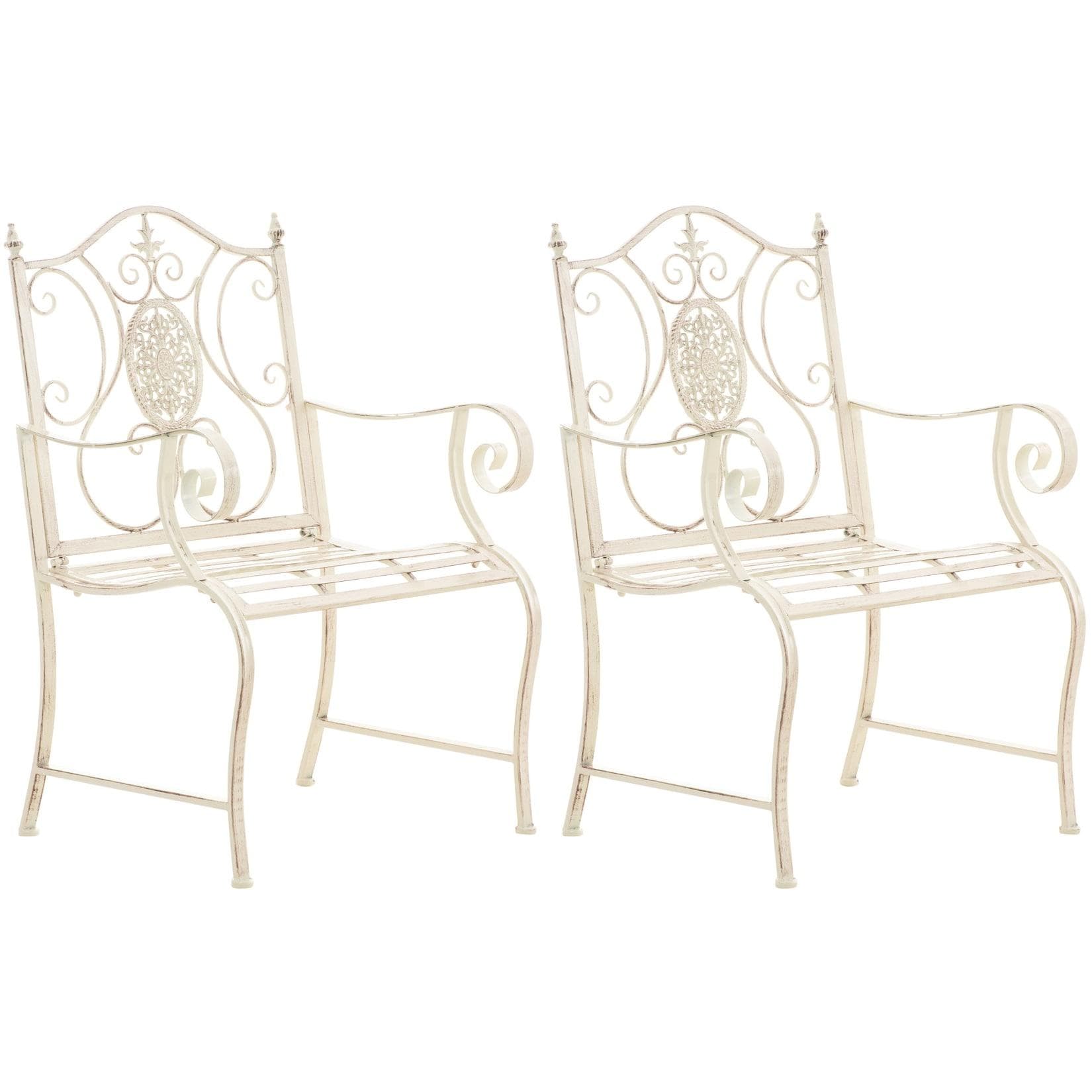 CLP 2er Set Gartenstühle Punjab im Landhausstil Eisenstuhl lackiert