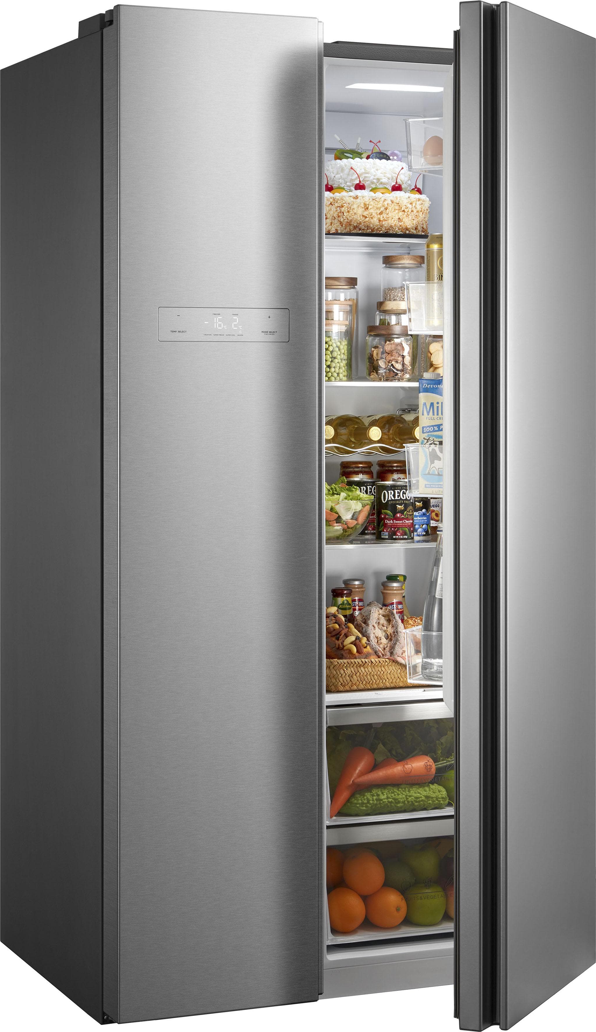 HANSEATIC Side-by-Side Kühlschrank HSBS17590CI Silber