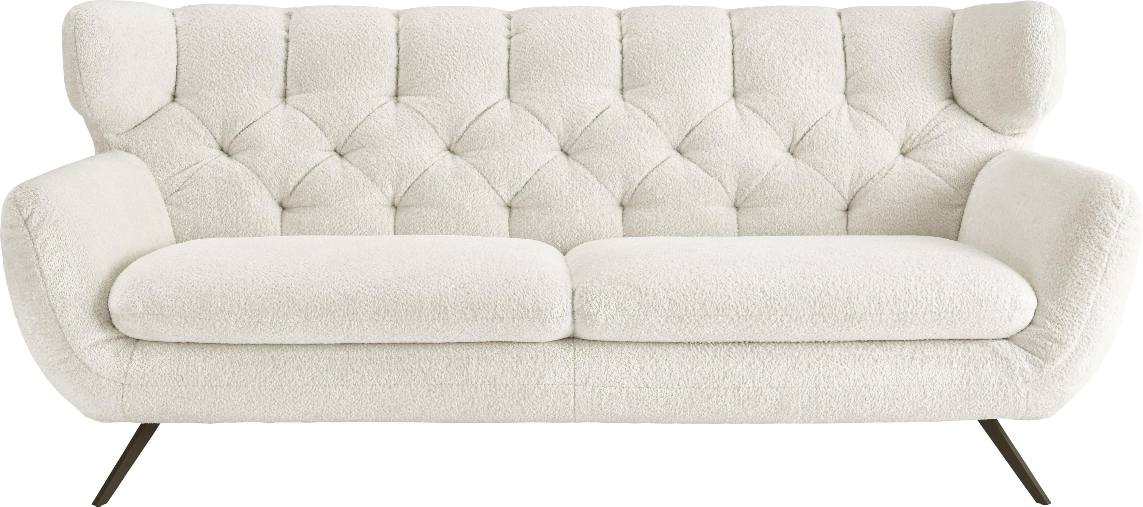 3-Sitzer Sofa mit Rautenmuster Rückentextil & Fellimitat Option