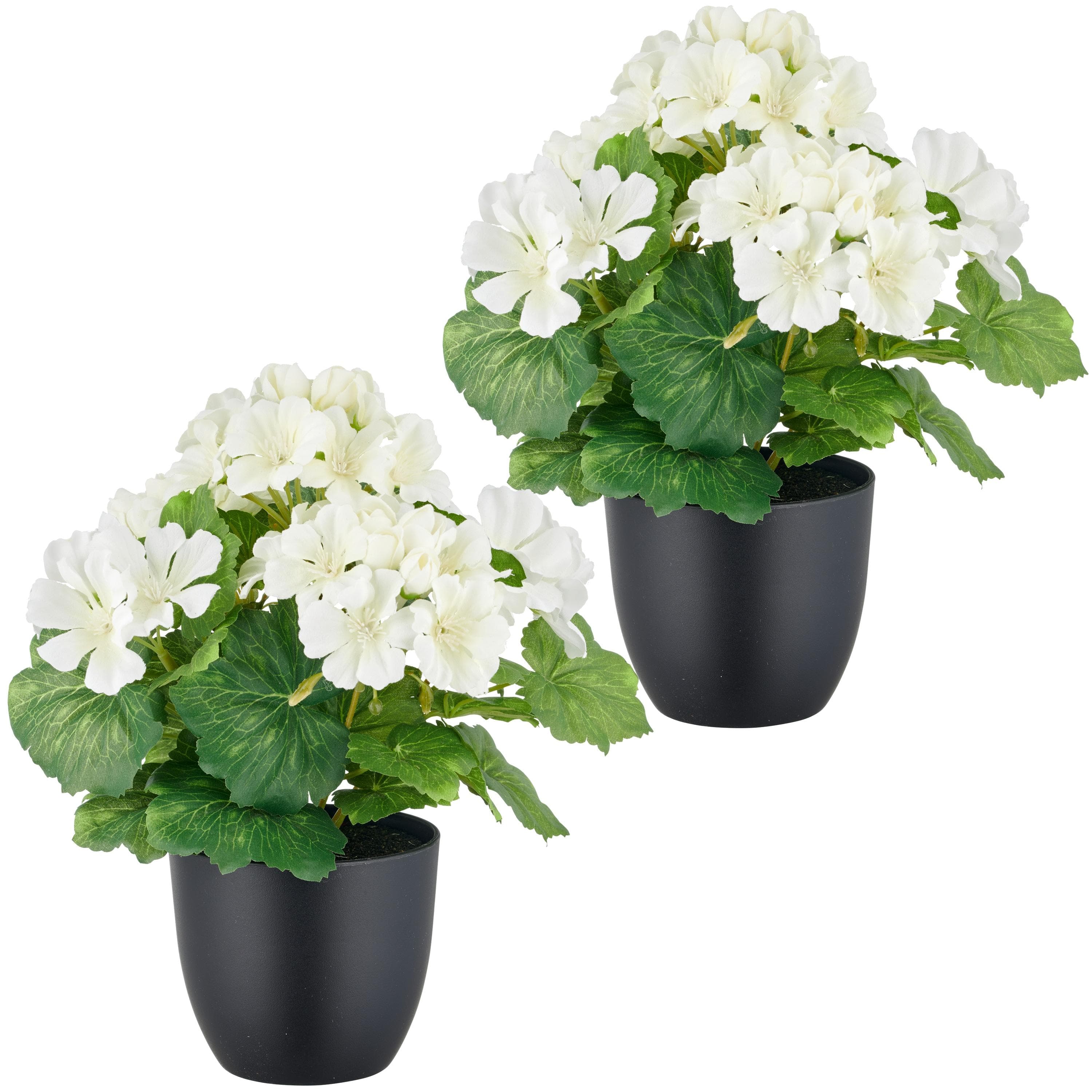 Creativ green Kunstpflanze Geranie Weiß/Rot UV-beständig