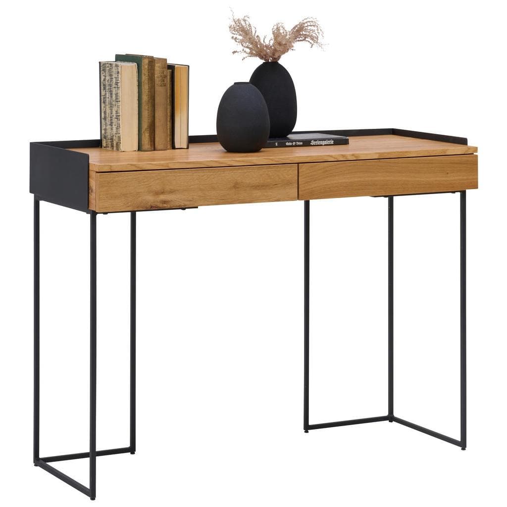Xora Konsolentisch Eiche furniert Schwarz 2 Schubladen