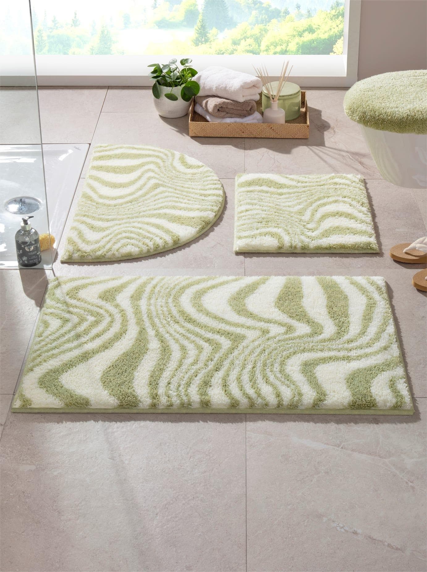 Badematte GRUND Gr. 1, grün, ecru, rechteckig