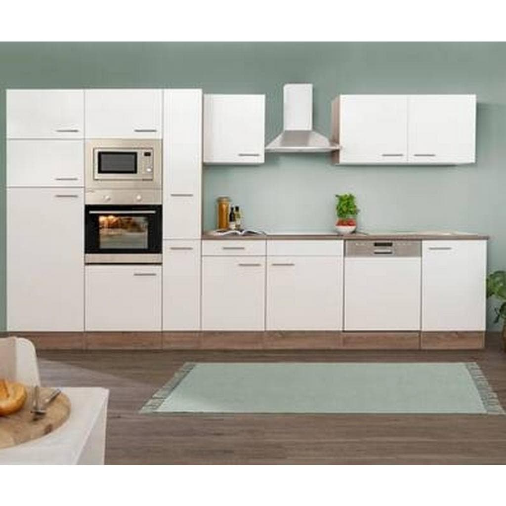 Respekta Küchenblock Weiß Eiche Küchenzeile 370 cm