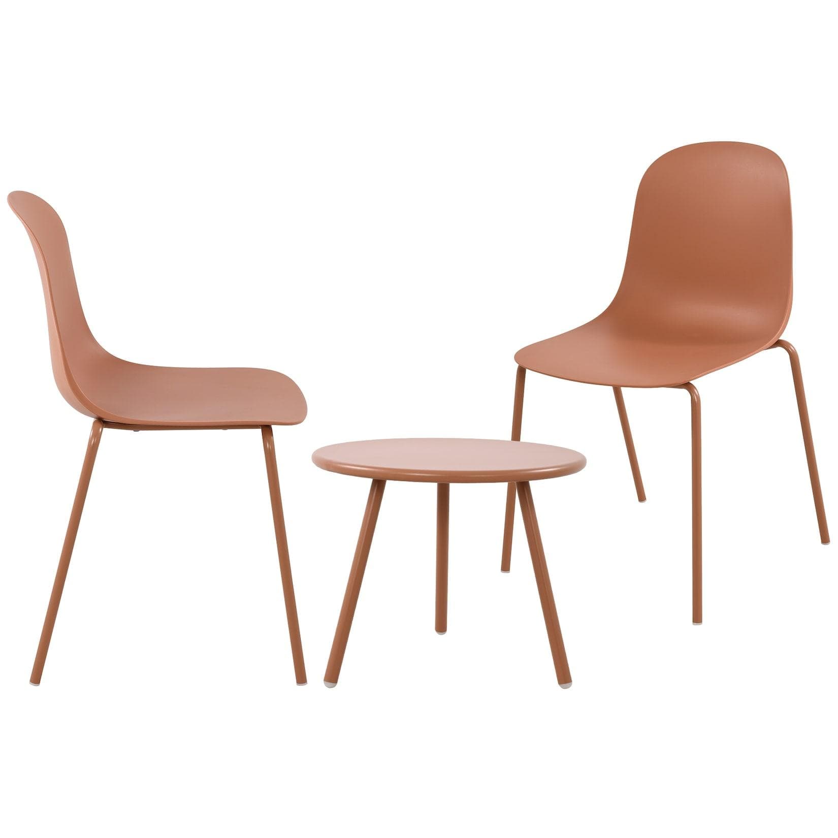 CLP 2er Sitzgruppe Berdin Garten-Set 2x Stuhl stapelbar und 1x Tisch Outdoor-Set wetterfest und UV-beständig