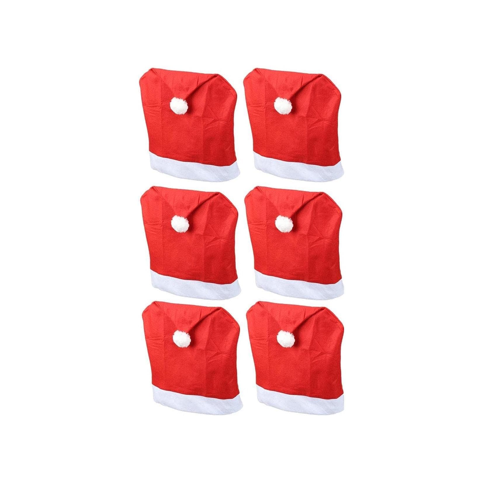Weihnachten Stuhlhussen 6er Set Rot Nikolausmütze Stuhlbezüge Esszimmer Weihnachtsdeko