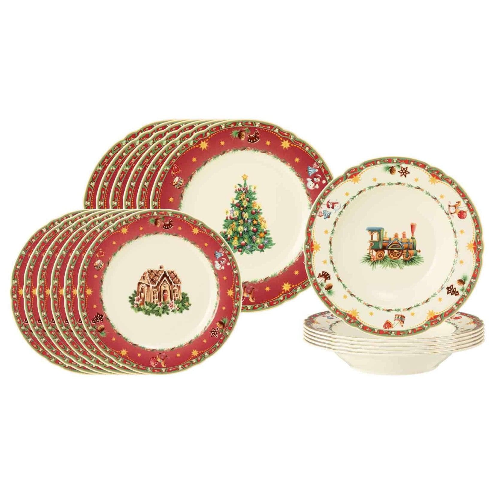 Seltmann Weiden Teller-Set Marieluise Weihnachtsnostalgie 18er Set Cremefarben