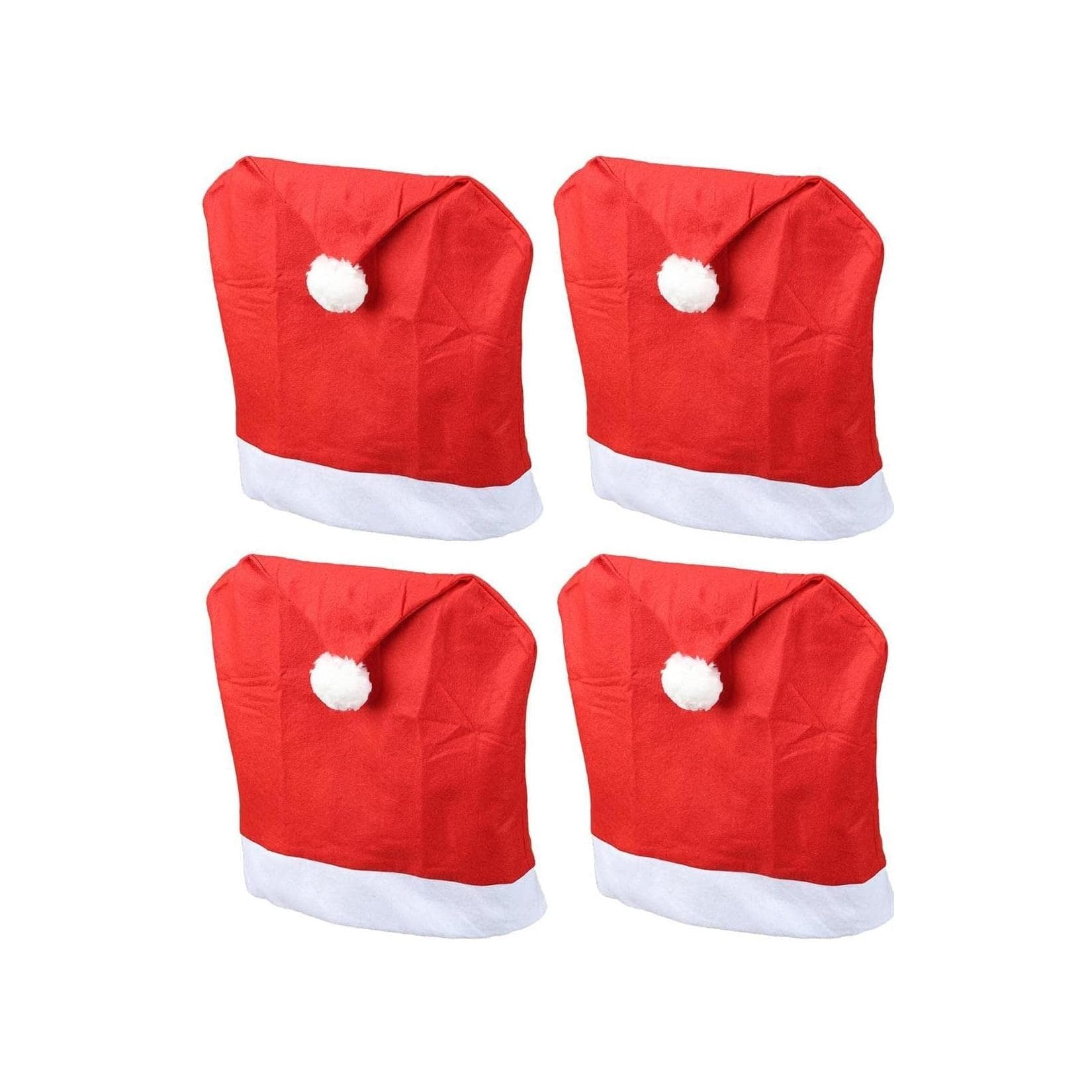 Stuhlhussen 4er Set Schwingstuhl Weihnachten Rot Nikolausmütze Stuhlbezug