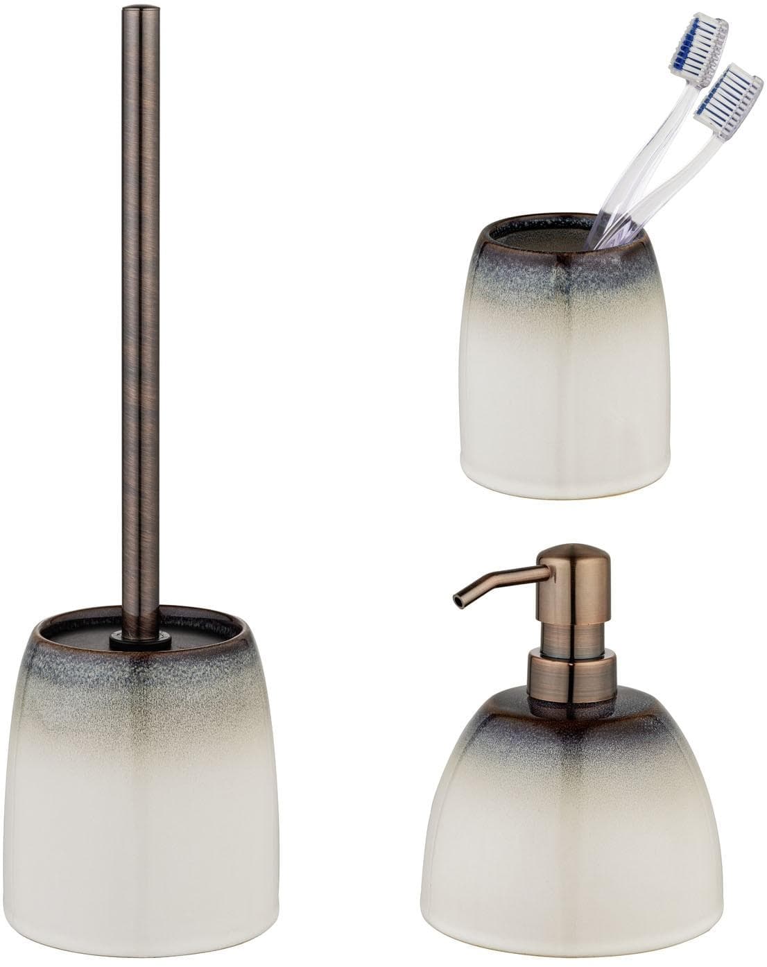 SCHÖNER WOHNEN-Kollektion Osteto Badaccessoire-Set: Keramik, Beige