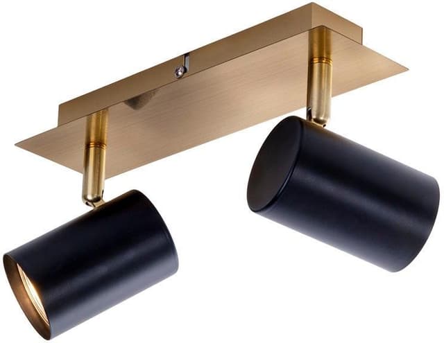 Näve Deckenleuchte Frida: Schwenkbarer GU10 Strahler Schwarz Matt mit Messing Baldachin