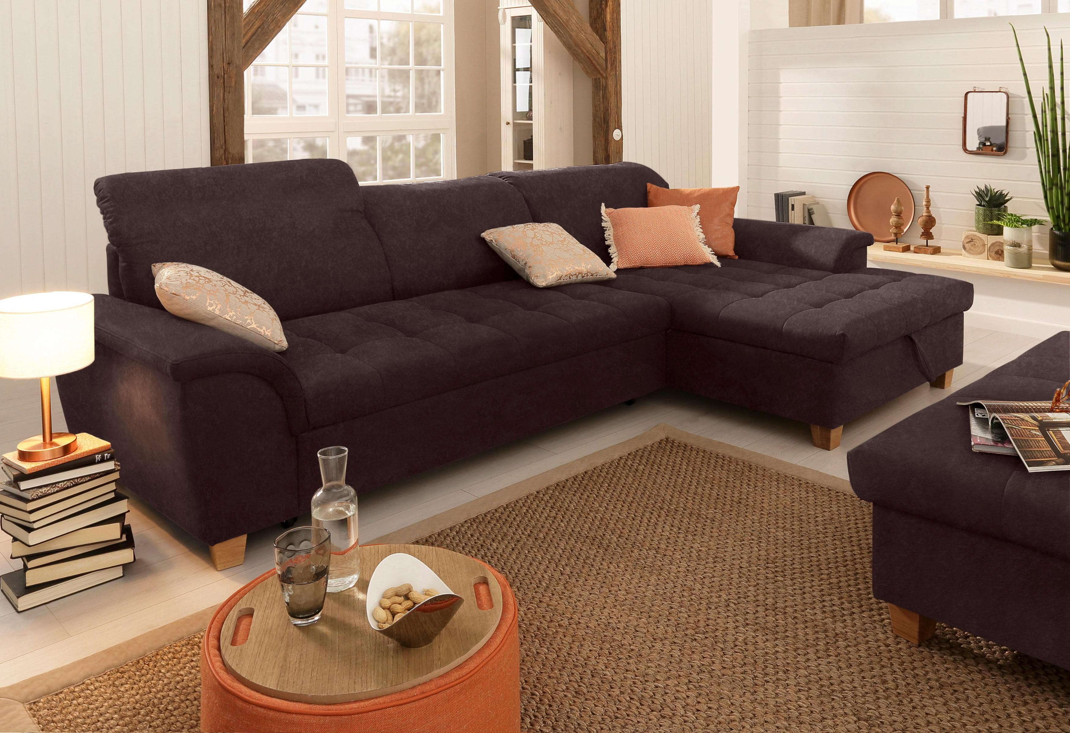 Ecksofa L-Form mit Recamiere & Schlaffunktion