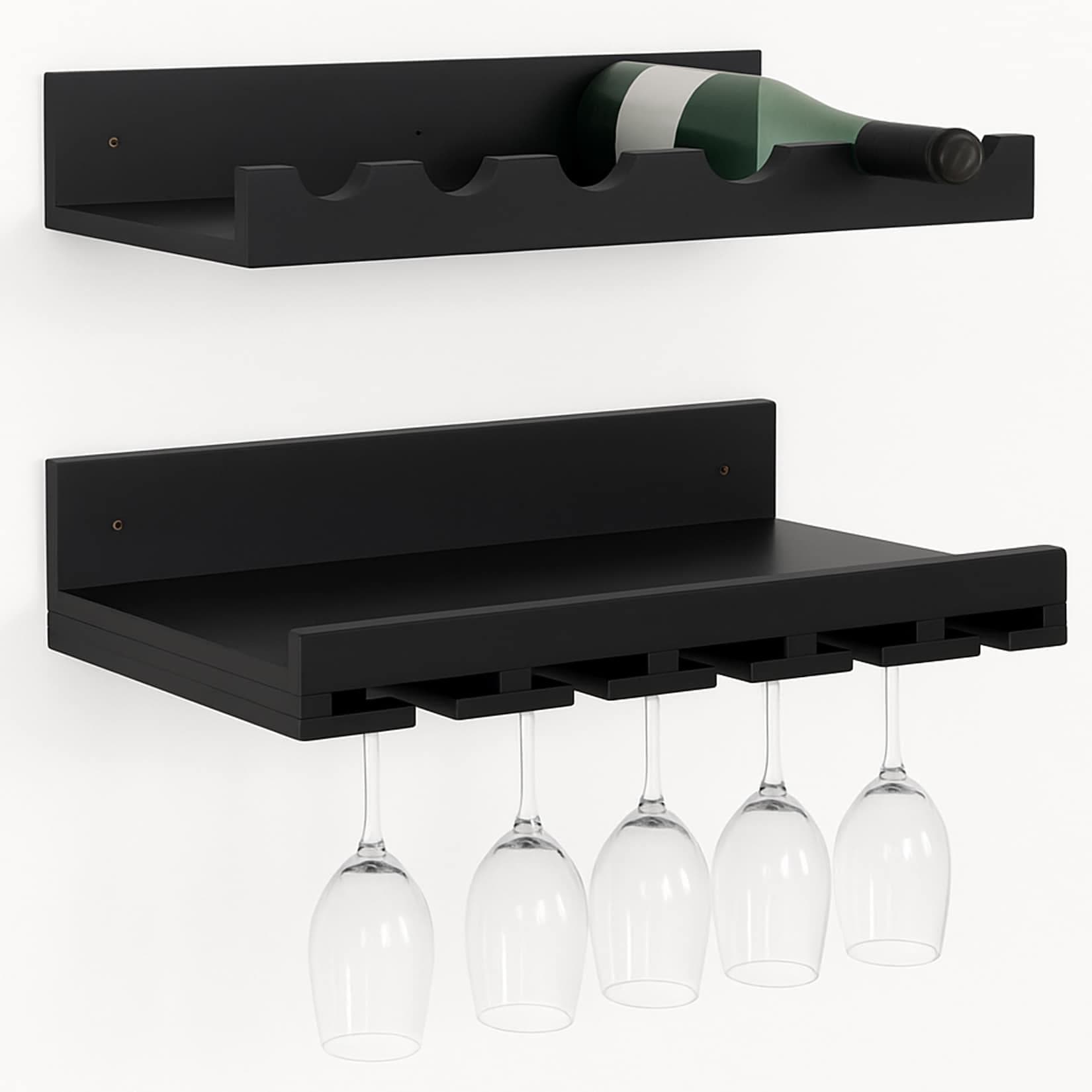 MCW 2er-Set Weinregal MCW-P22 Glas-/Flaschenhalter Wandbar Schwarz