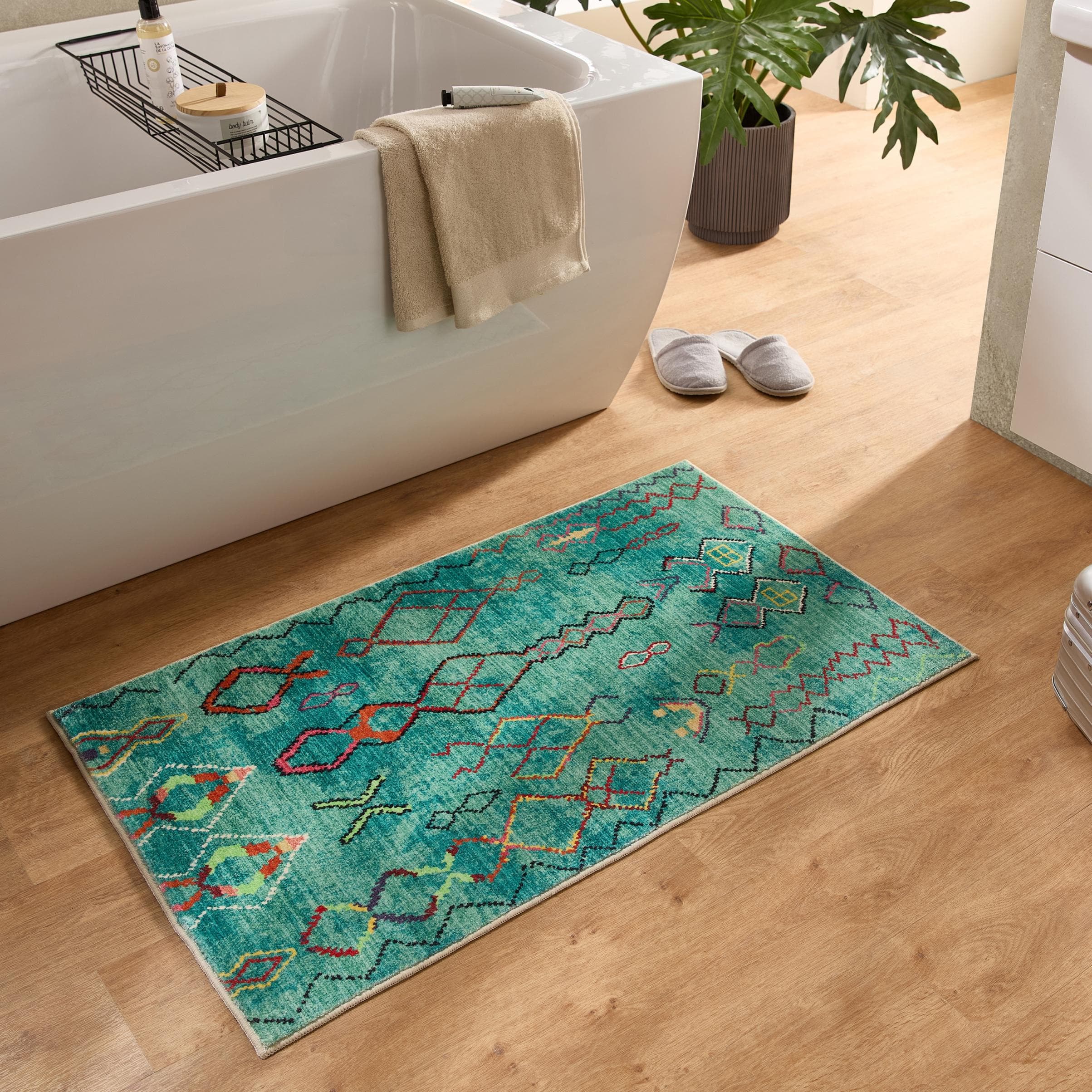 Gino Falcone Ariella Badteppich Blau/Bunt Rauten Design