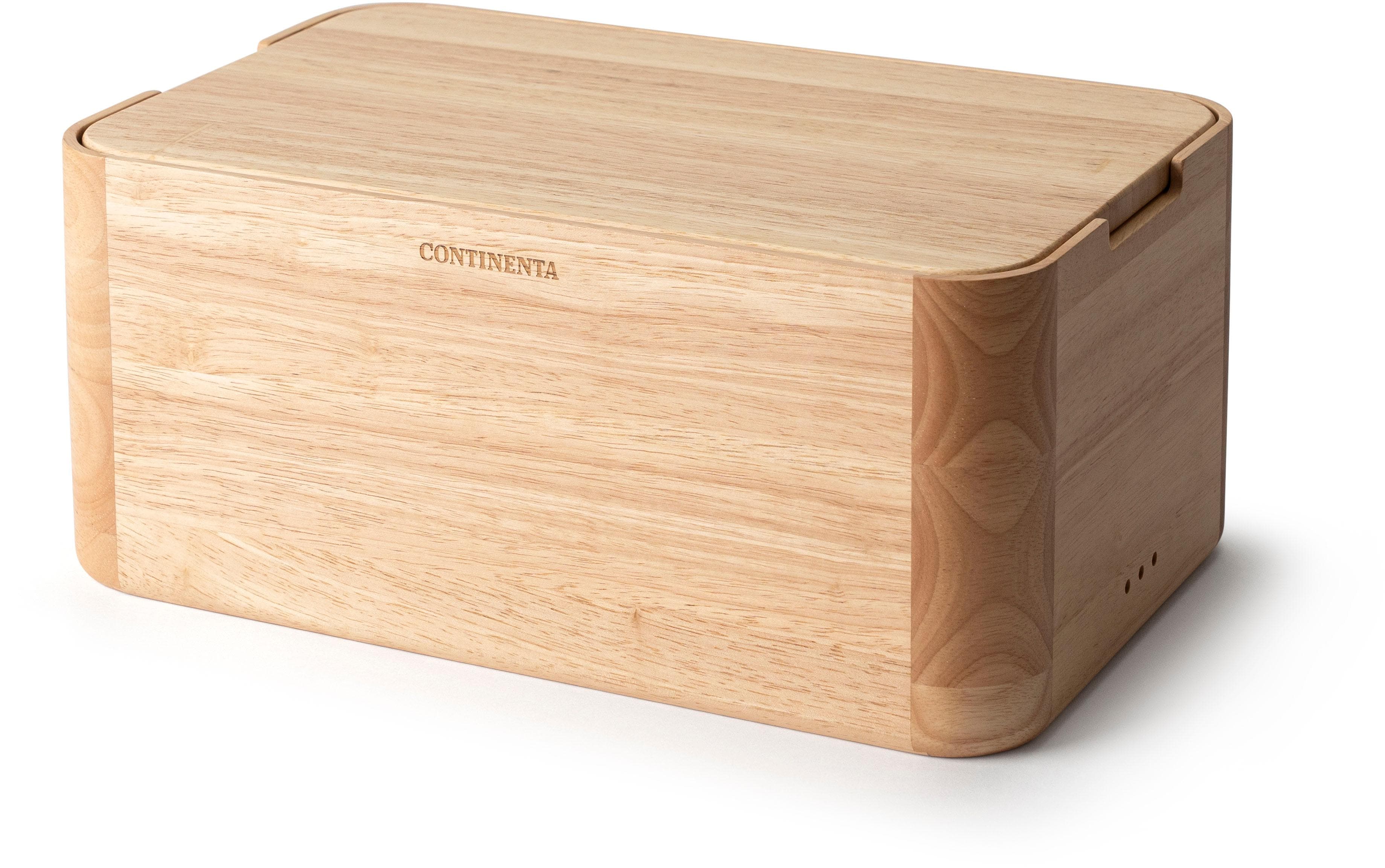 Brotkasten CONTINENTA mit Deckel, Gummibaum, natur, 36x23x16 cm