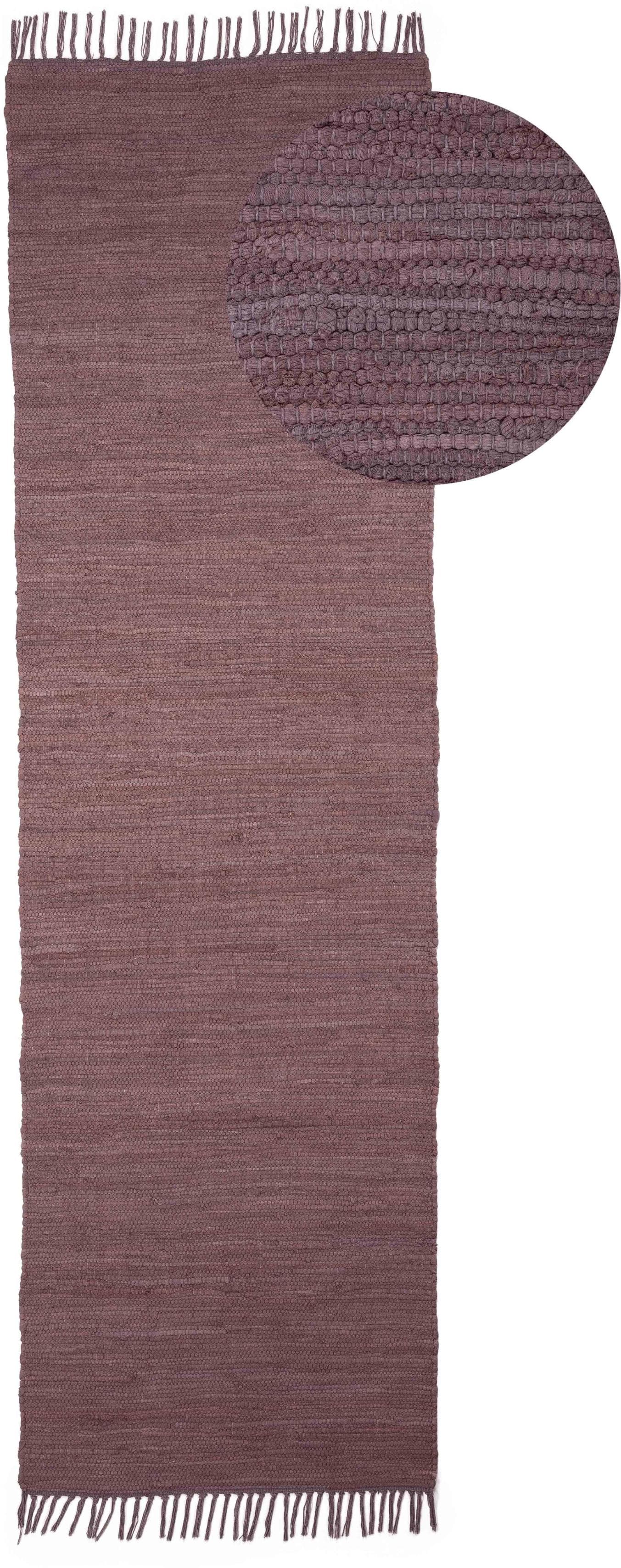 Home Affaire Handgewebter Baumwollteppich Handweb Uni - Wendetepich mit Fransen