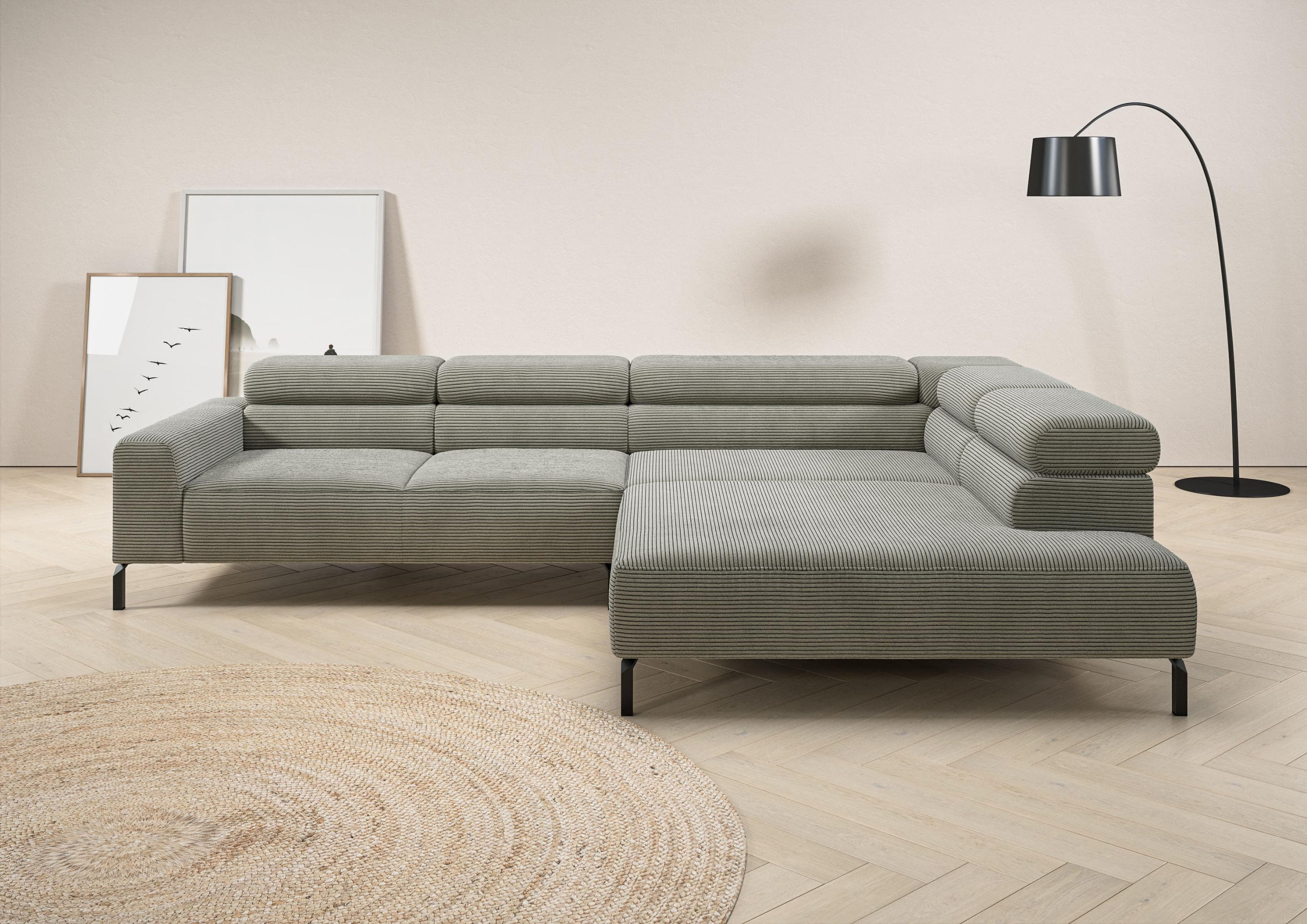 Places of Style Ecksofa Antonelli, L-Form, incl. Kopfteilverstellung, Breite 312 cm, wahlweise elektrische Sitztiefenverstellung