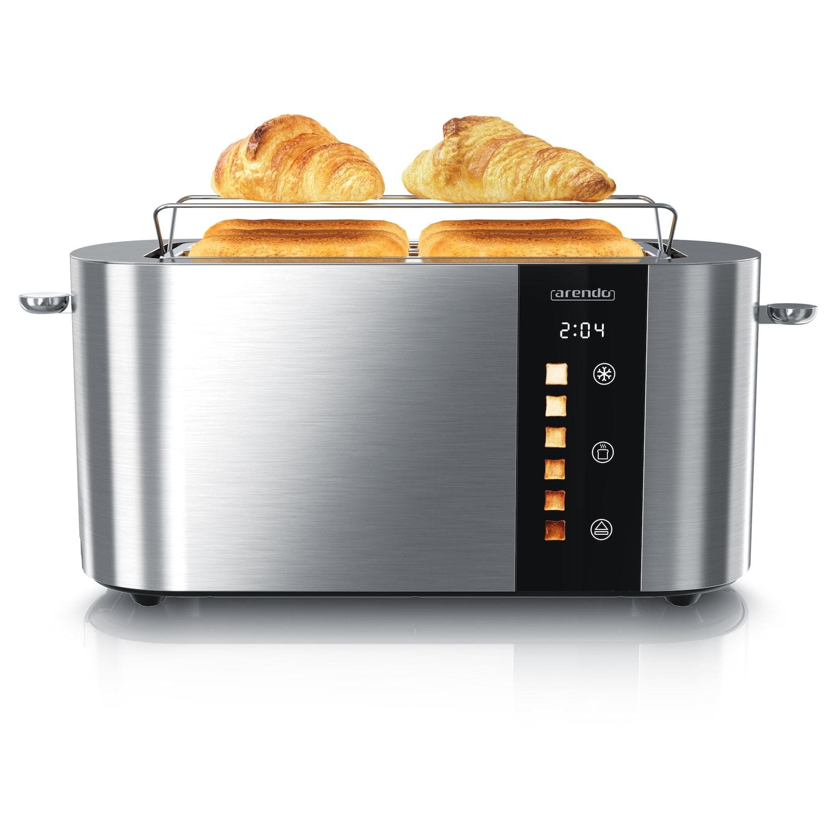 Arendo Toaster Edelstahl Touch Display 2 lange Schlitze 4 Scheiben 1500 W