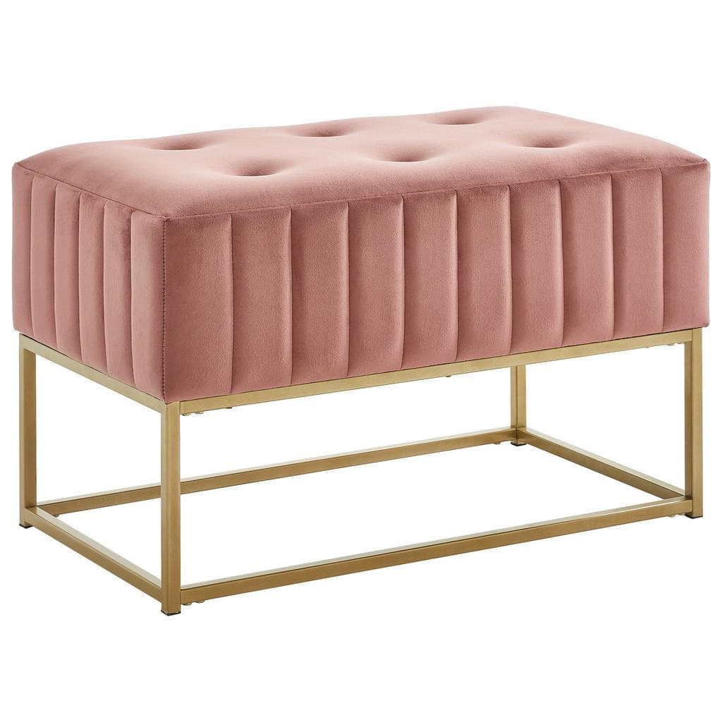 Xora Hockerbank Gold Altrosa Metall Textil 1-Sitzer