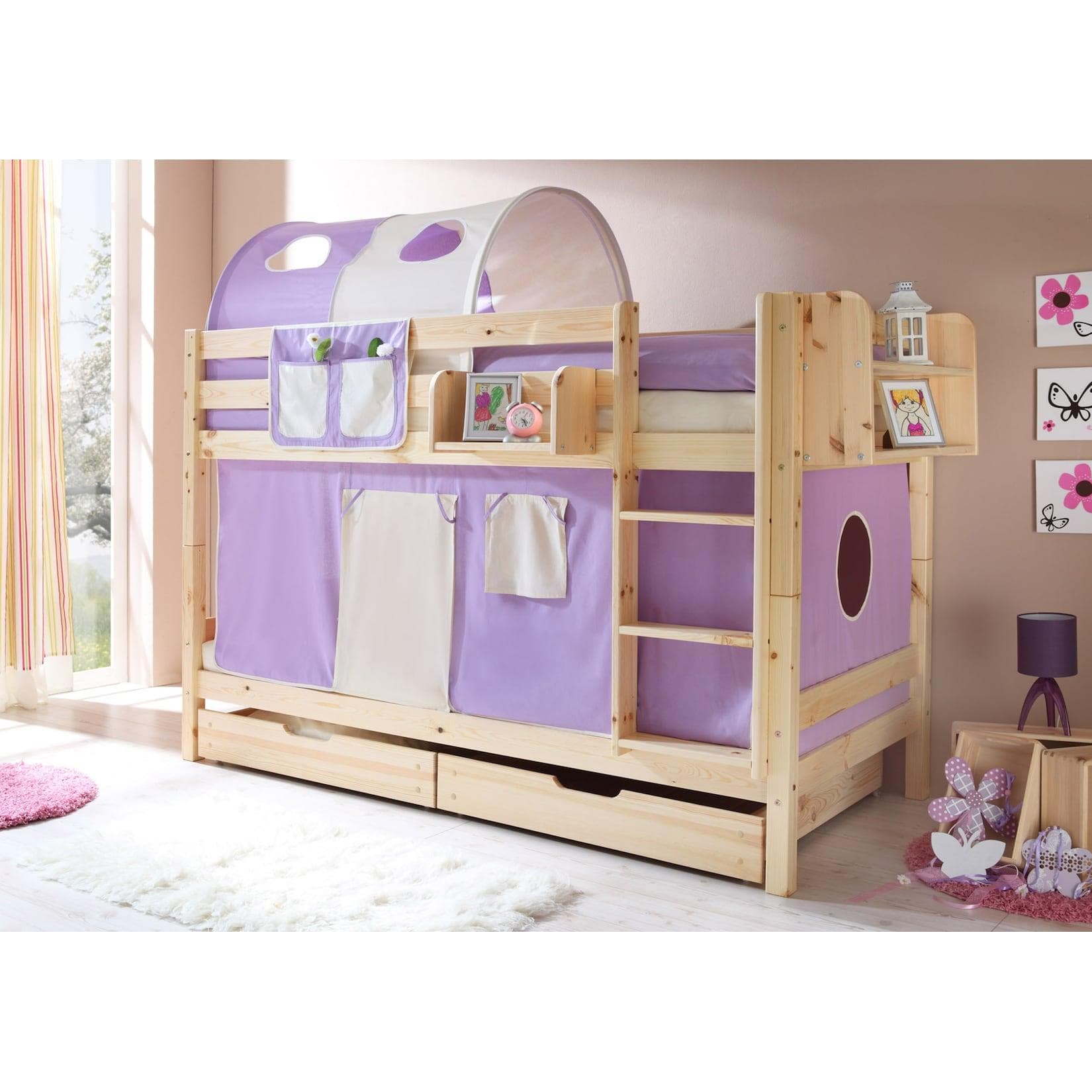 TiCAA Etagenbett Marcel Kiefer Natur Classic