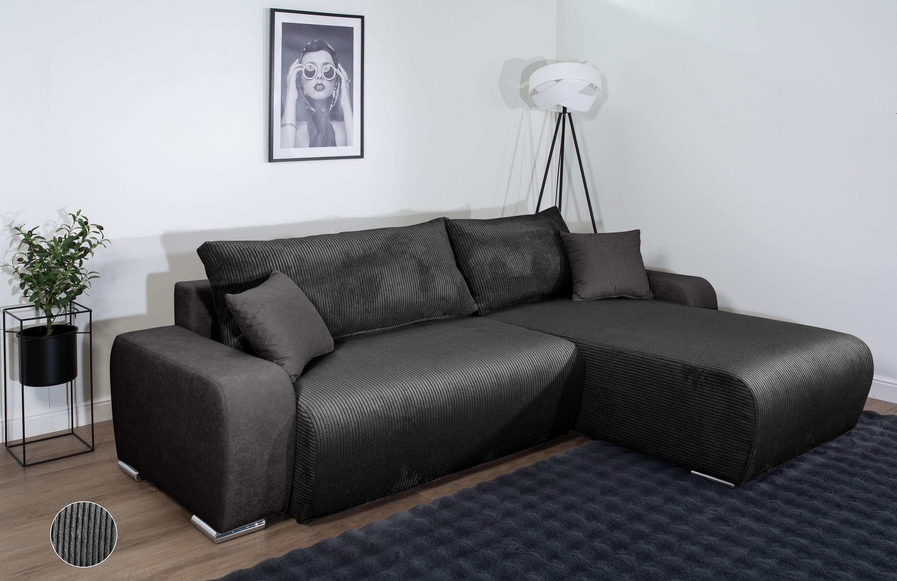 Ecksofa COLLECTION AB Pia Anthrazit mit Bettfunktion