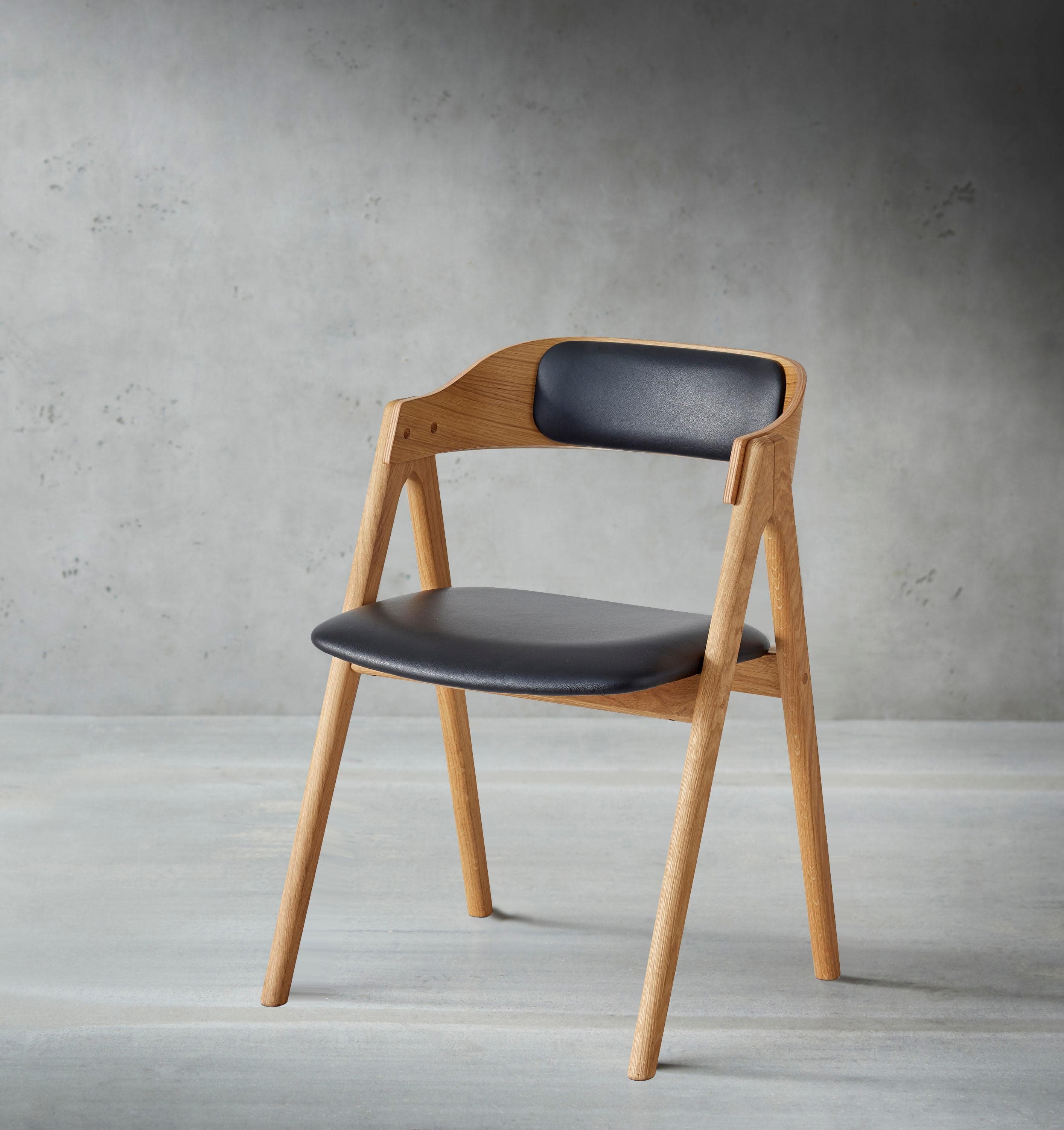 Massivholzstuhl Set (2 Stück) mit Lederpolsterung