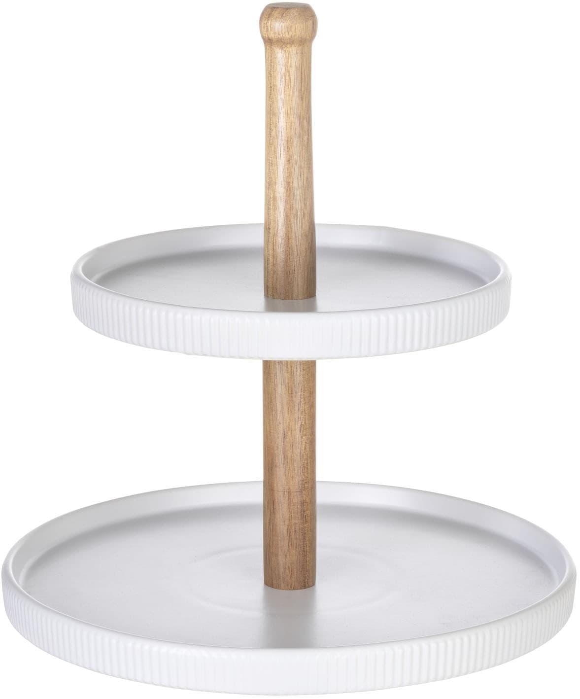 SCHÖNER WOHNEN Etagere Refia Weiß Akazienholz Massivholz