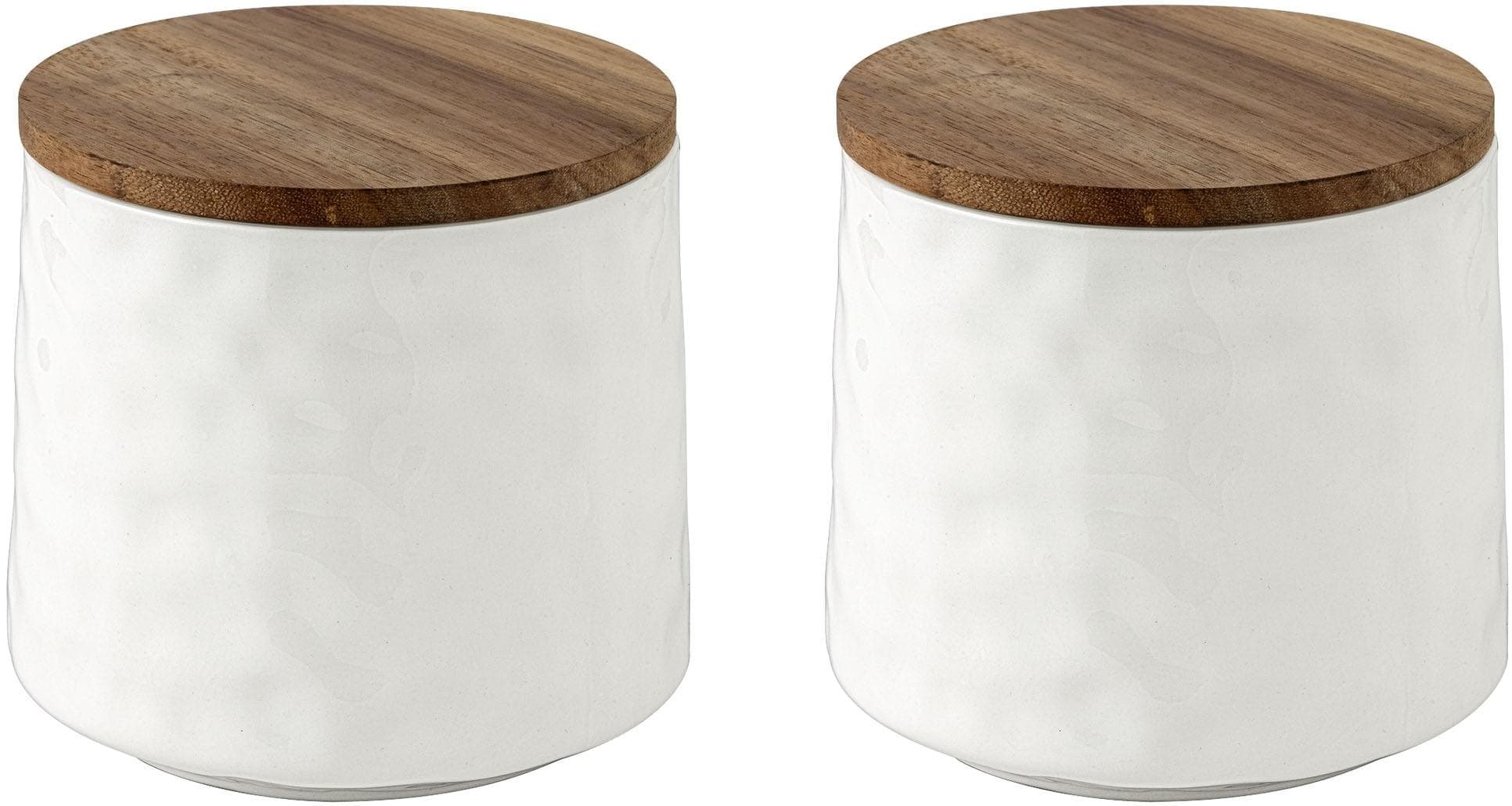 SCHÖNER WOHNEN-KOLLEKTION Vorratsdose ADELLE Weiß Keramik Akazienholz-Deckel